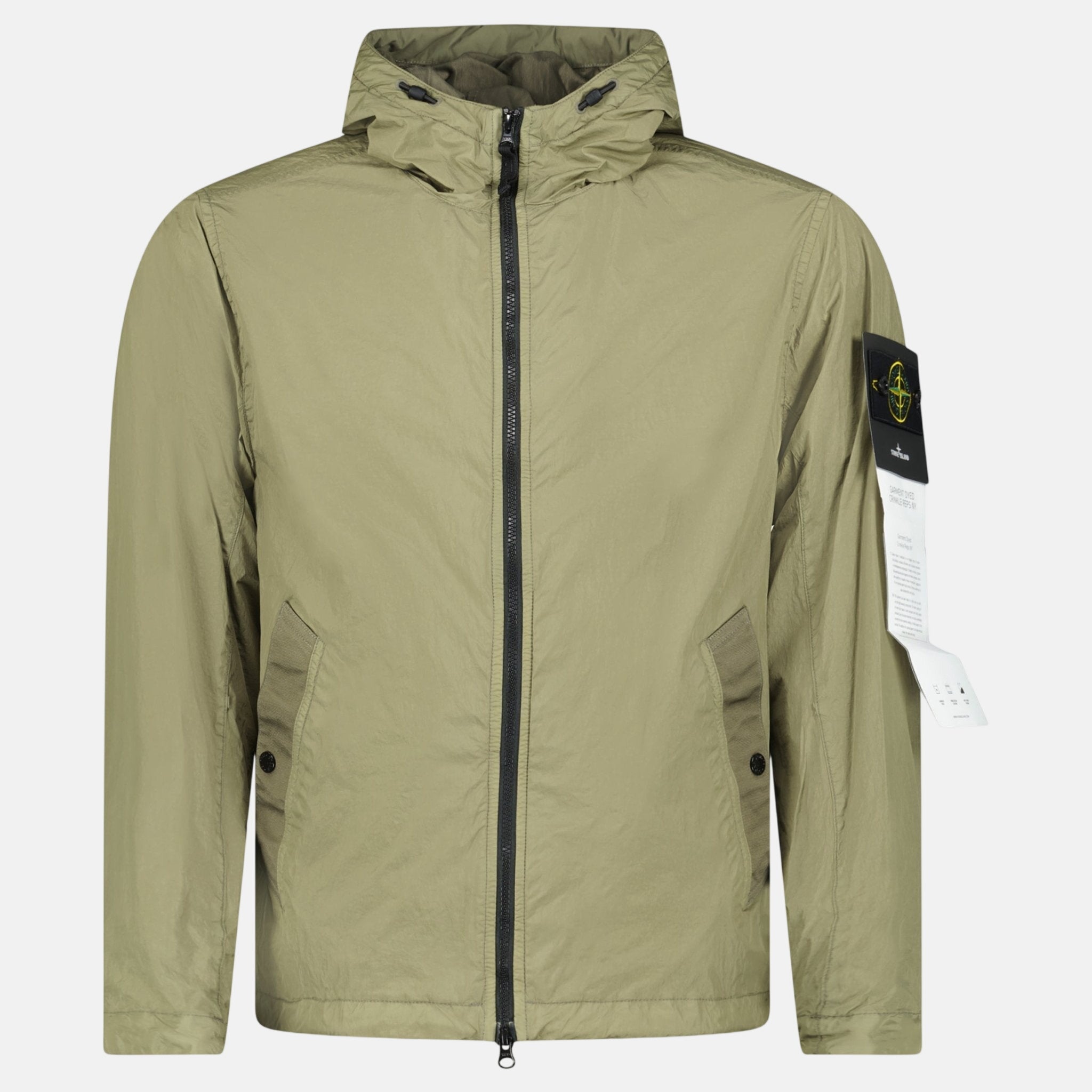 Stone Island Crinkle Reps NY Hooded Jacket Military Green - sku-57813829517693 - northern threads uk