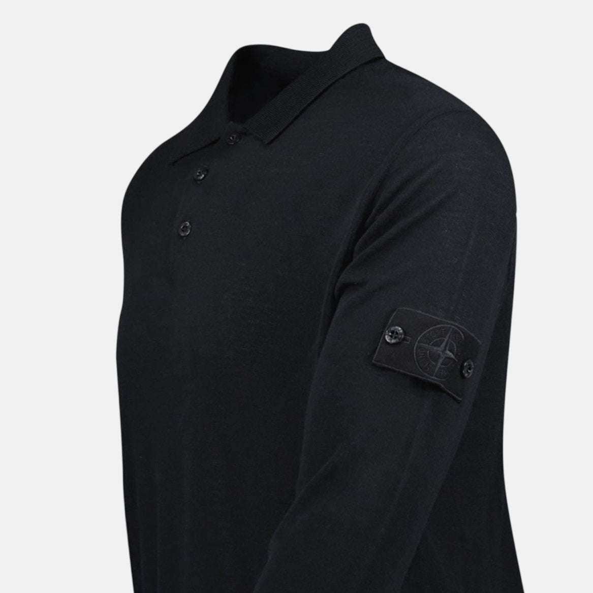 Stone Island Ghost Series Wool Polo - Shirt Knit Black - G19 - northern threads uk
