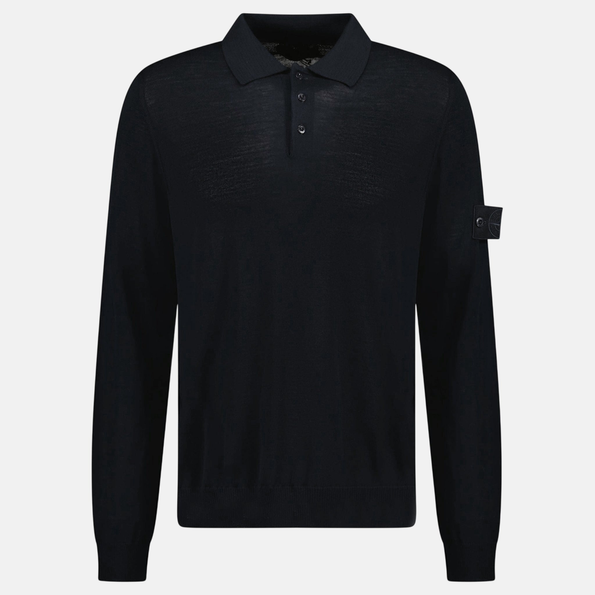 Stone Island Ghost Series Wool Polo - Shirt Knit Black - G19 - northern threads uk