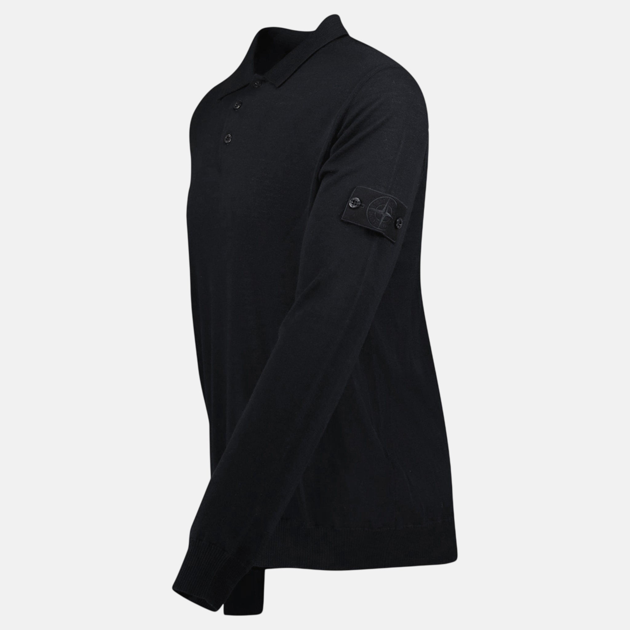 Stone Island Ghost Series Wool Polo - Shirt Knit Black - G19 - northern threads uk