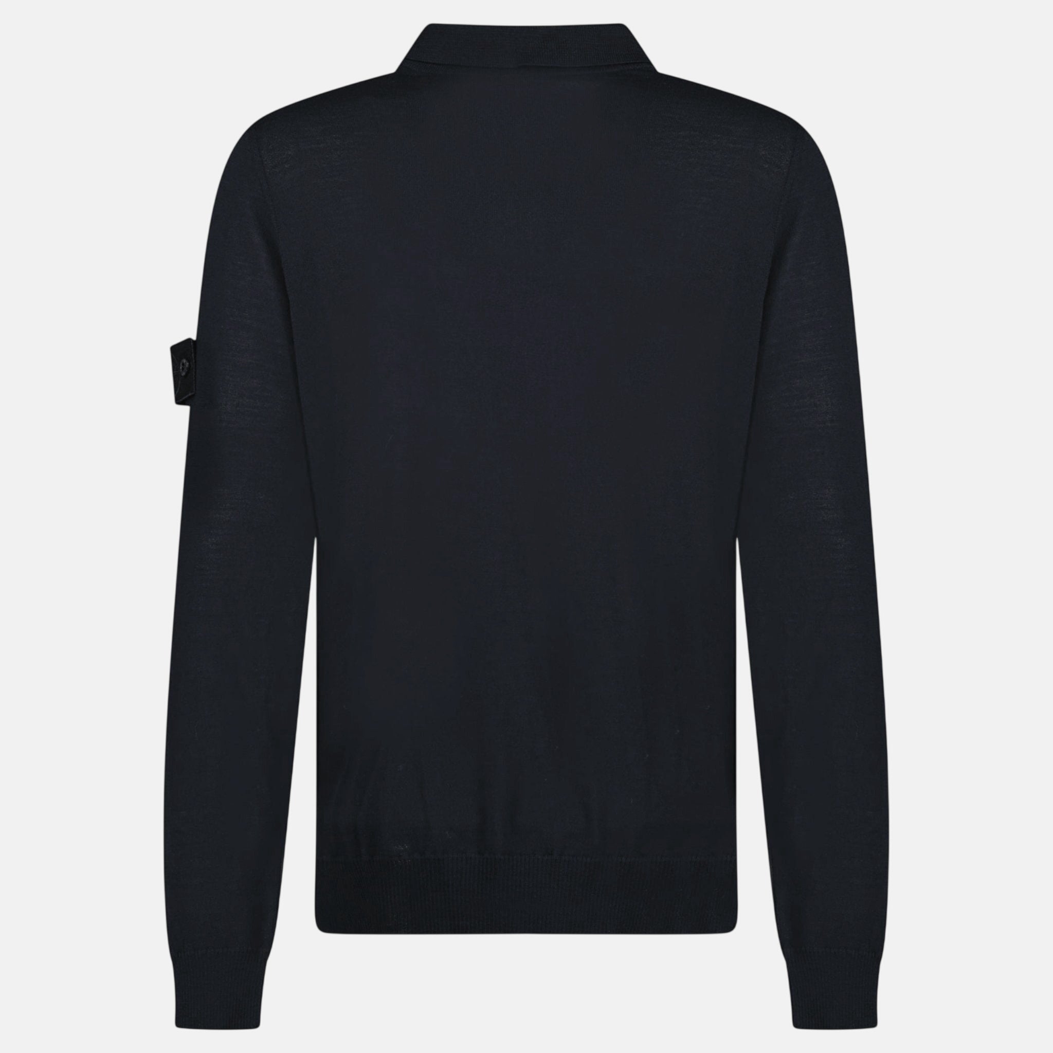 Stone Island Ghost Series Wool Polo - Shirt Knit Black - G19 - northern threads uk