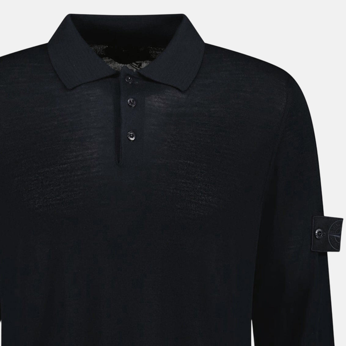 Stone Island Ghost Series Wool Polo - Shirt Knit Black - G19 - northern threads uk