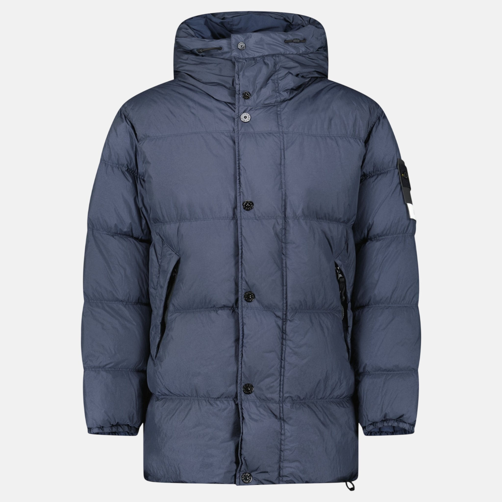 Stone Island Hooded Down Crinkle Reps NY Jacket Navy - Rail 5 U - northern threads uk
