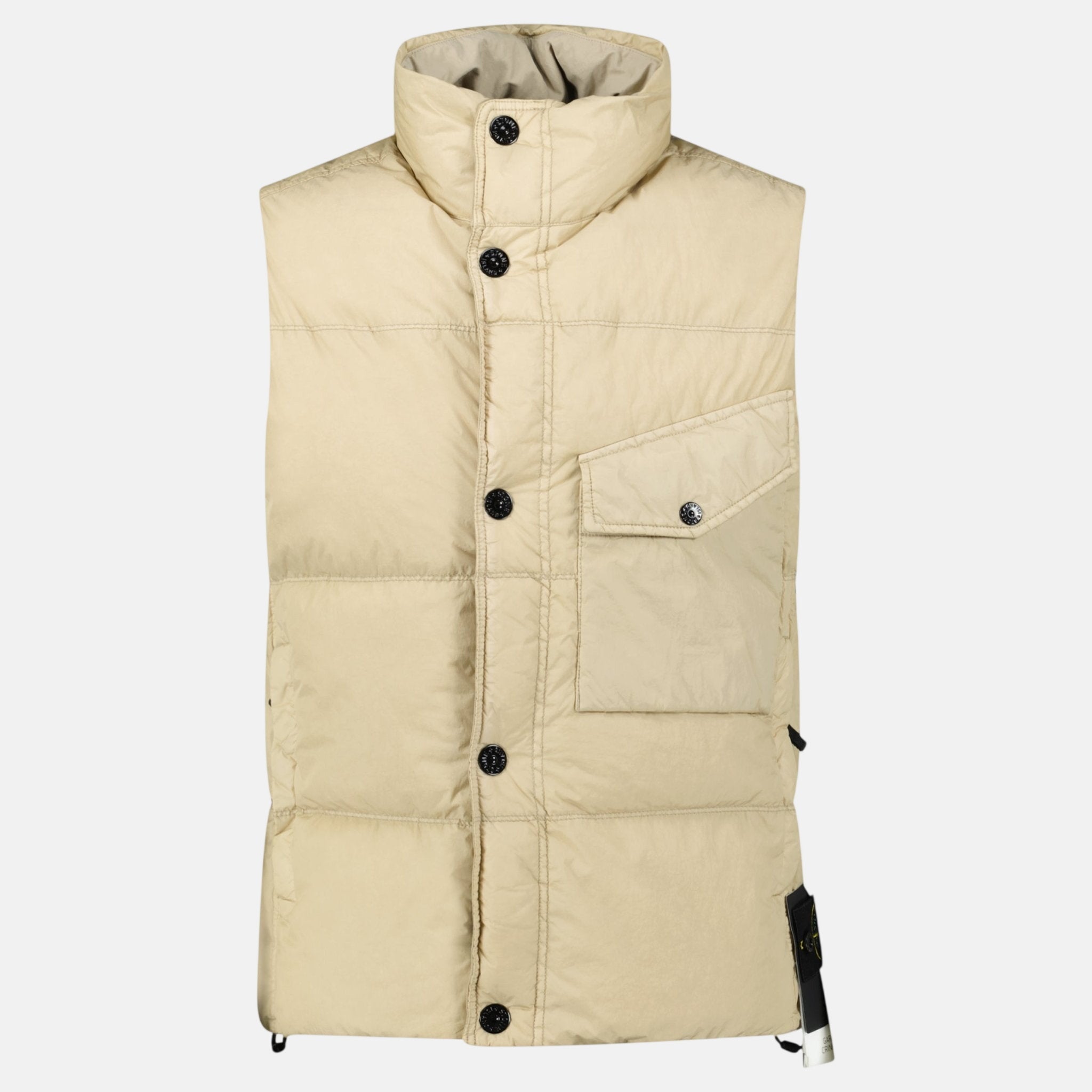 Stone Island Light Nylon Rep Down Vest Desert Sand - Rail 5 U - northern threads uk