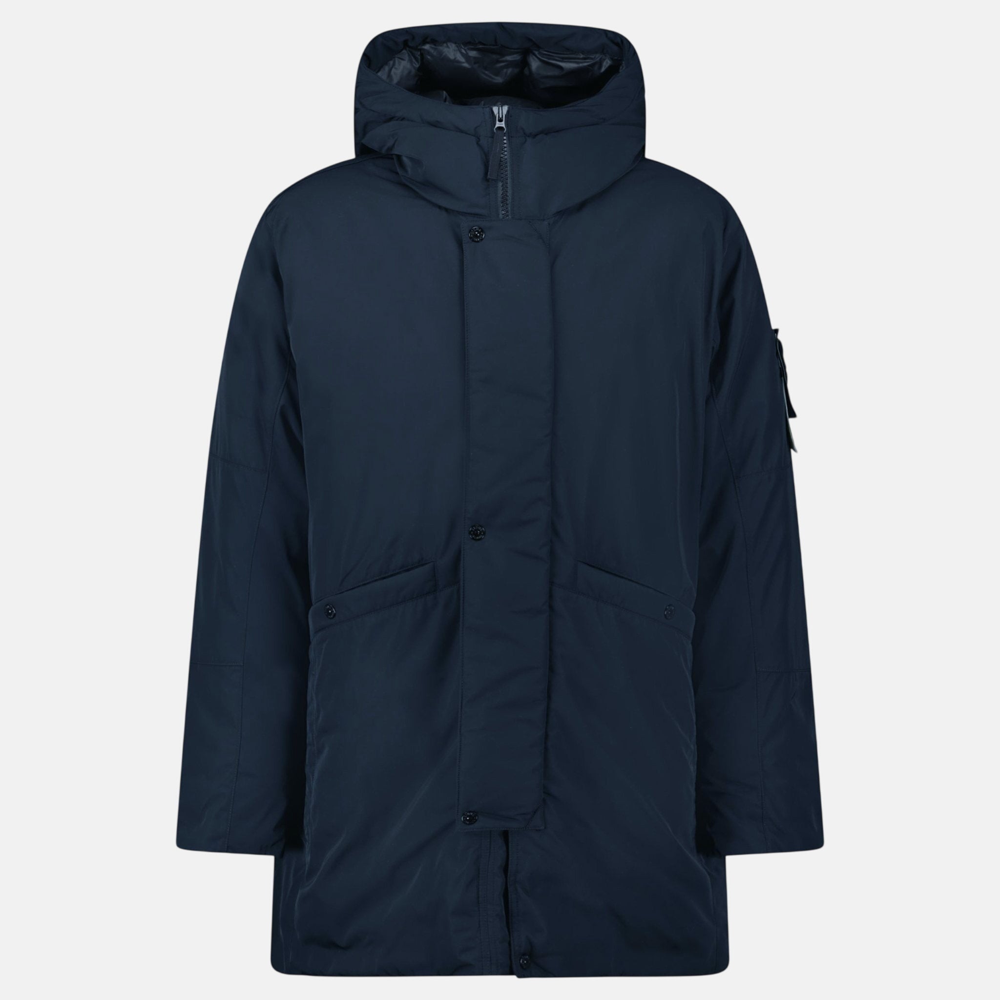 Stone Island Micro Twill Long Parka Navy - sku-57575657898365 - northern threads uk