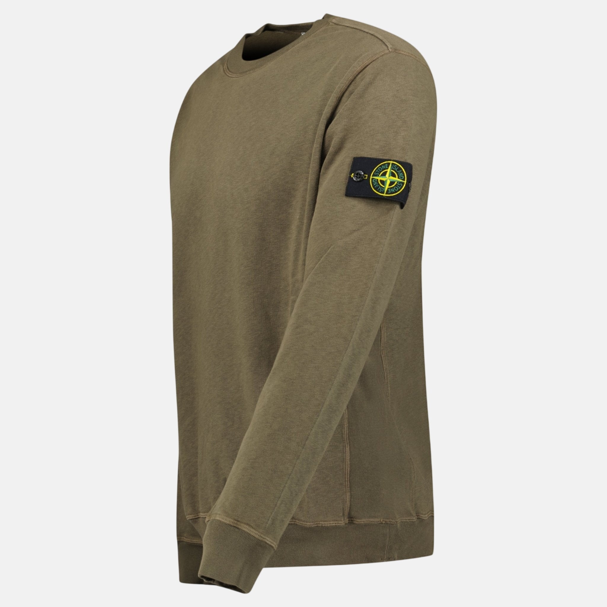 Stone Island Old Effect Crewneck Sweatshirt Military Green - northern threads