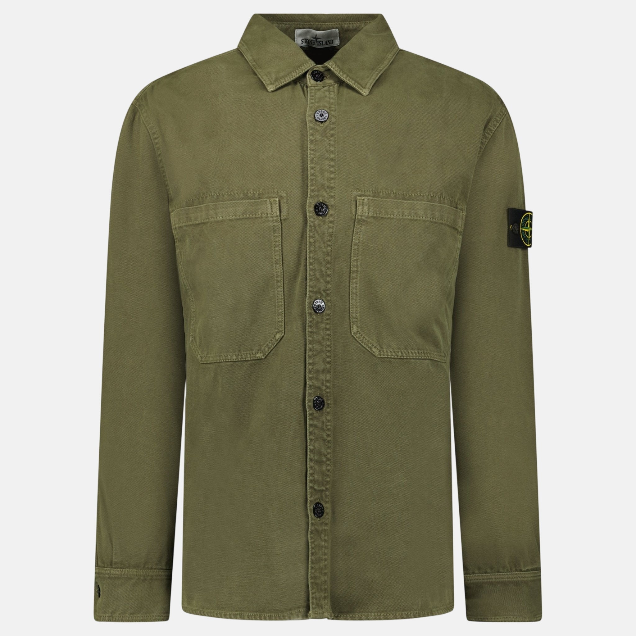 Stone Island Panama Cotton Overshirt Military Green - A15 - northern threads uk