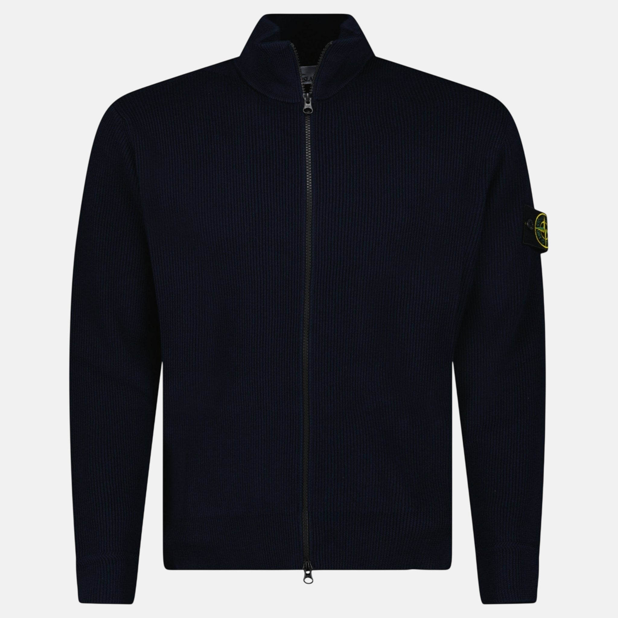 Stone Island Ribbed Soft Organic Cotton Zip - Up Jumper Navy - A16 - northern threads uk
