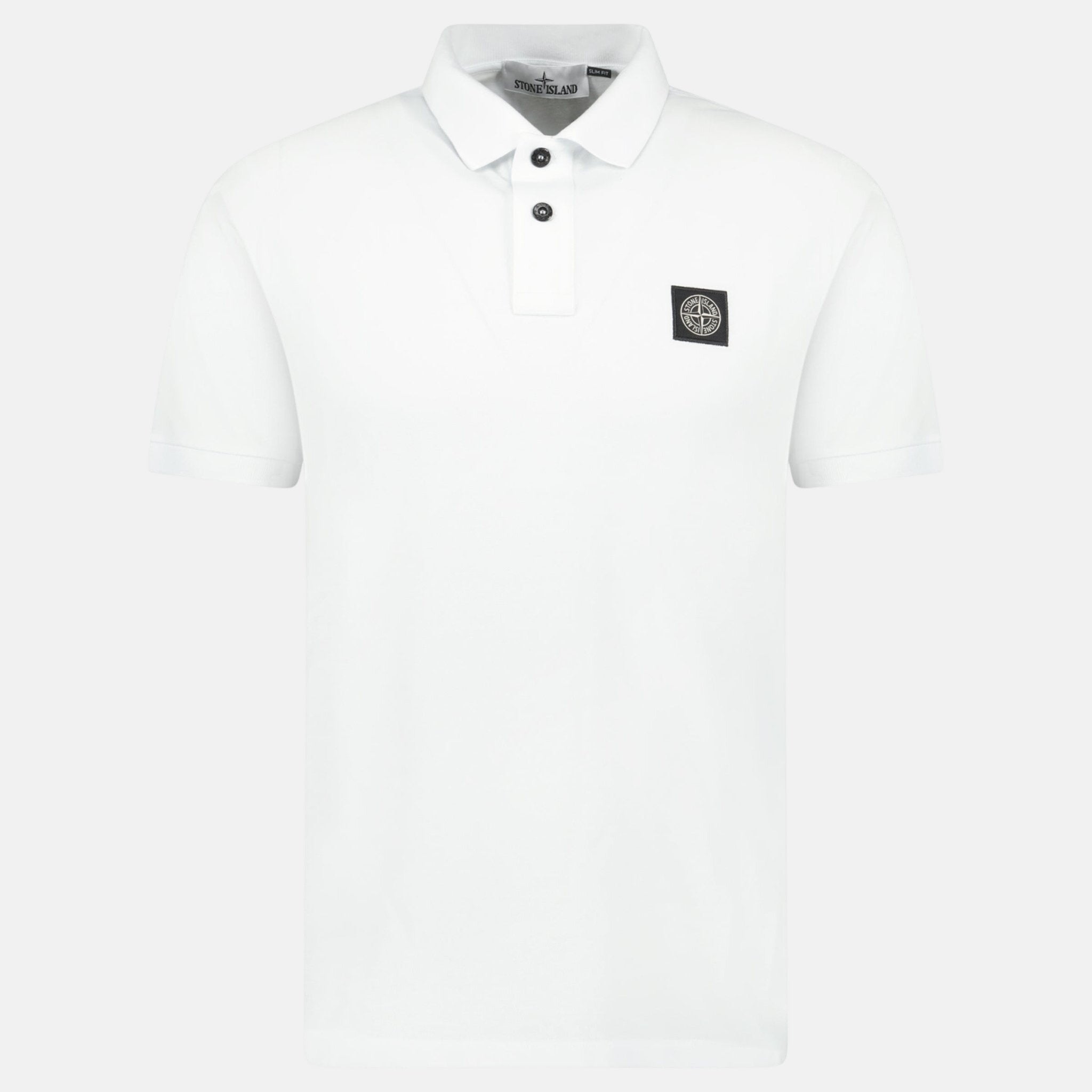 Stone Island Slim Fit Compass Badge Polo Shirt White - A18 - northern threads uk