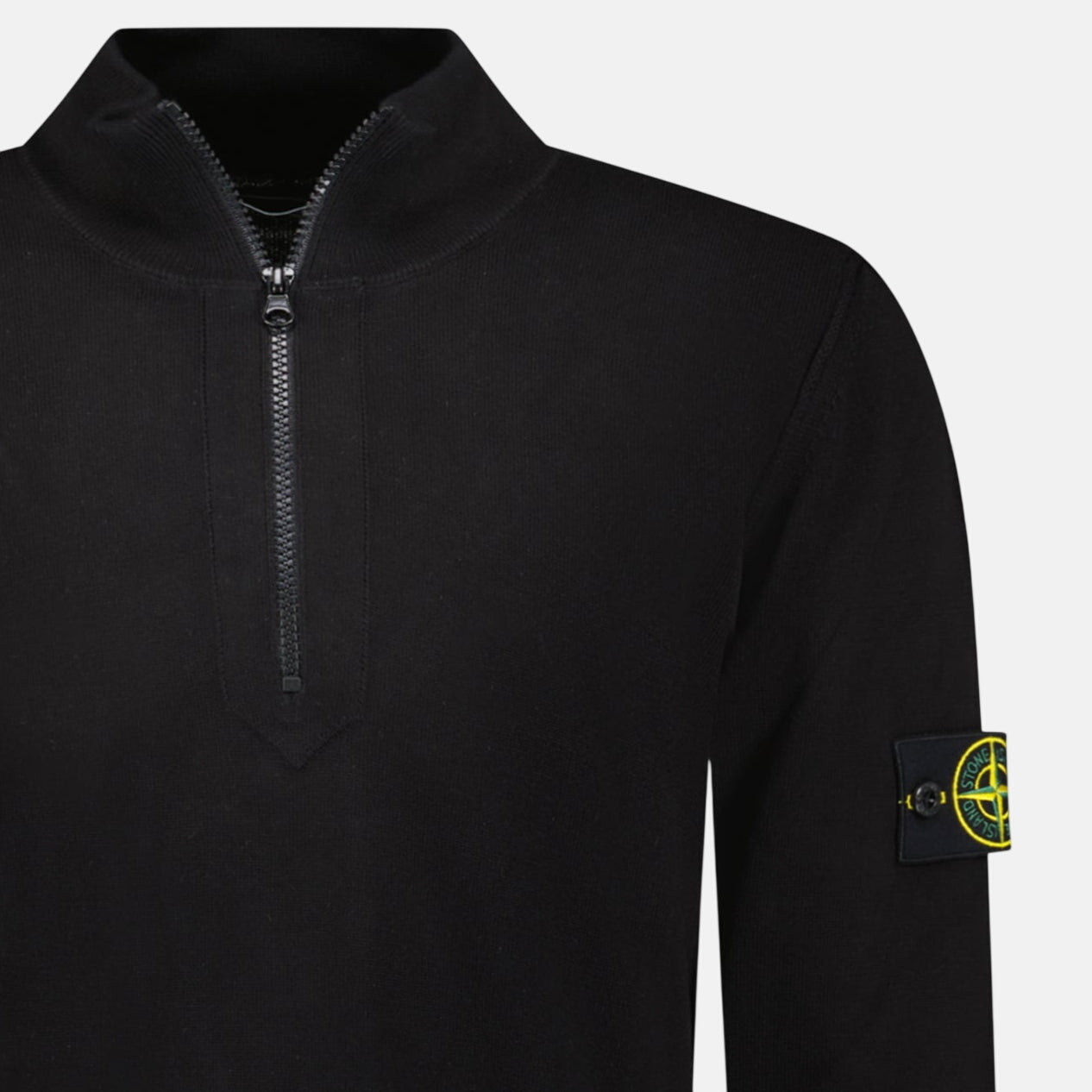 Stone Island Soft Cotton Quarter Zip Sweatshirt Black - A75 - northern threads uk