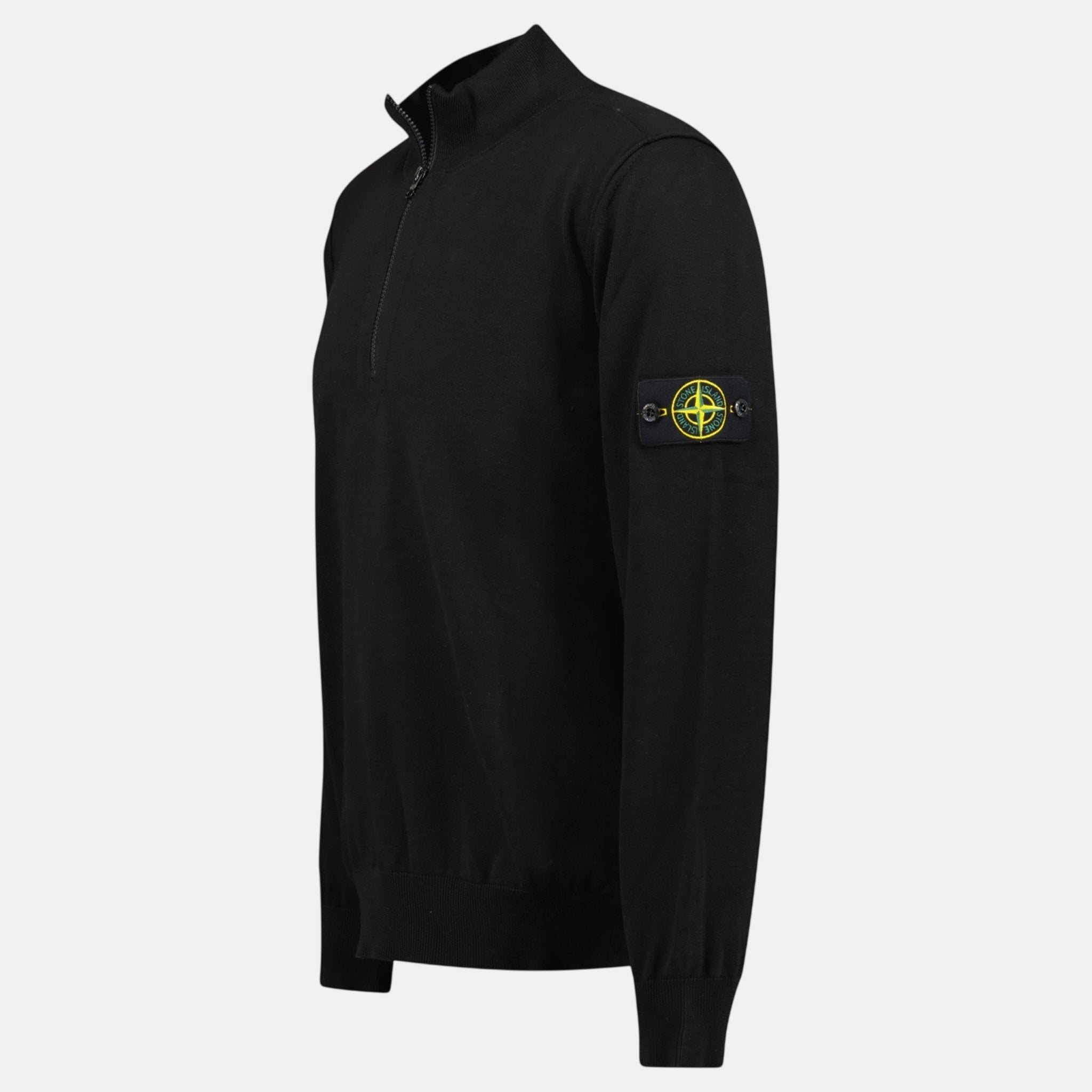 Stone Island Soft Cotton Quarter Zip Sweatshirt Black - A75 - northern threads uk