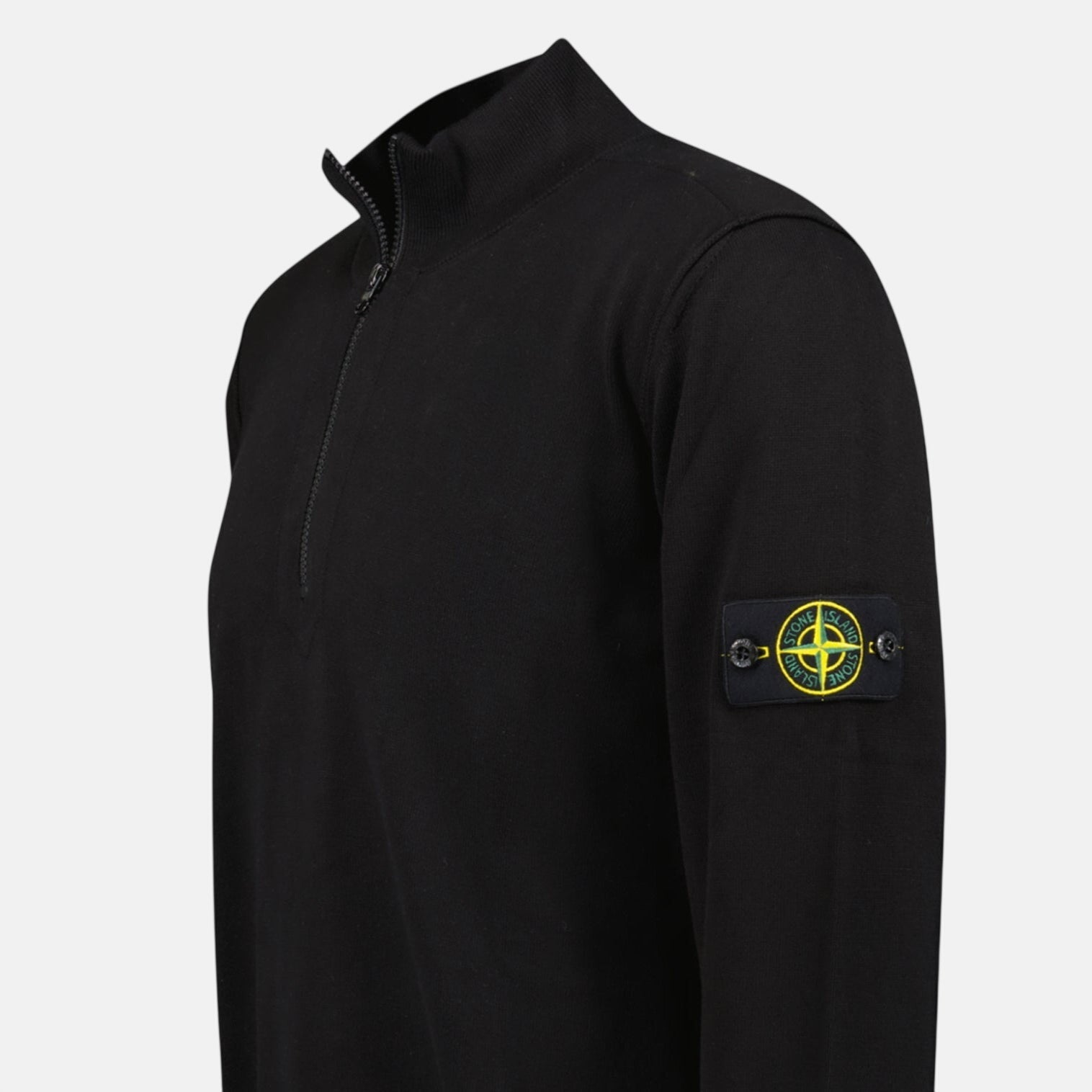 Buy Stone Island Soft Cotton Quarter Zip Sweatshirt Black
