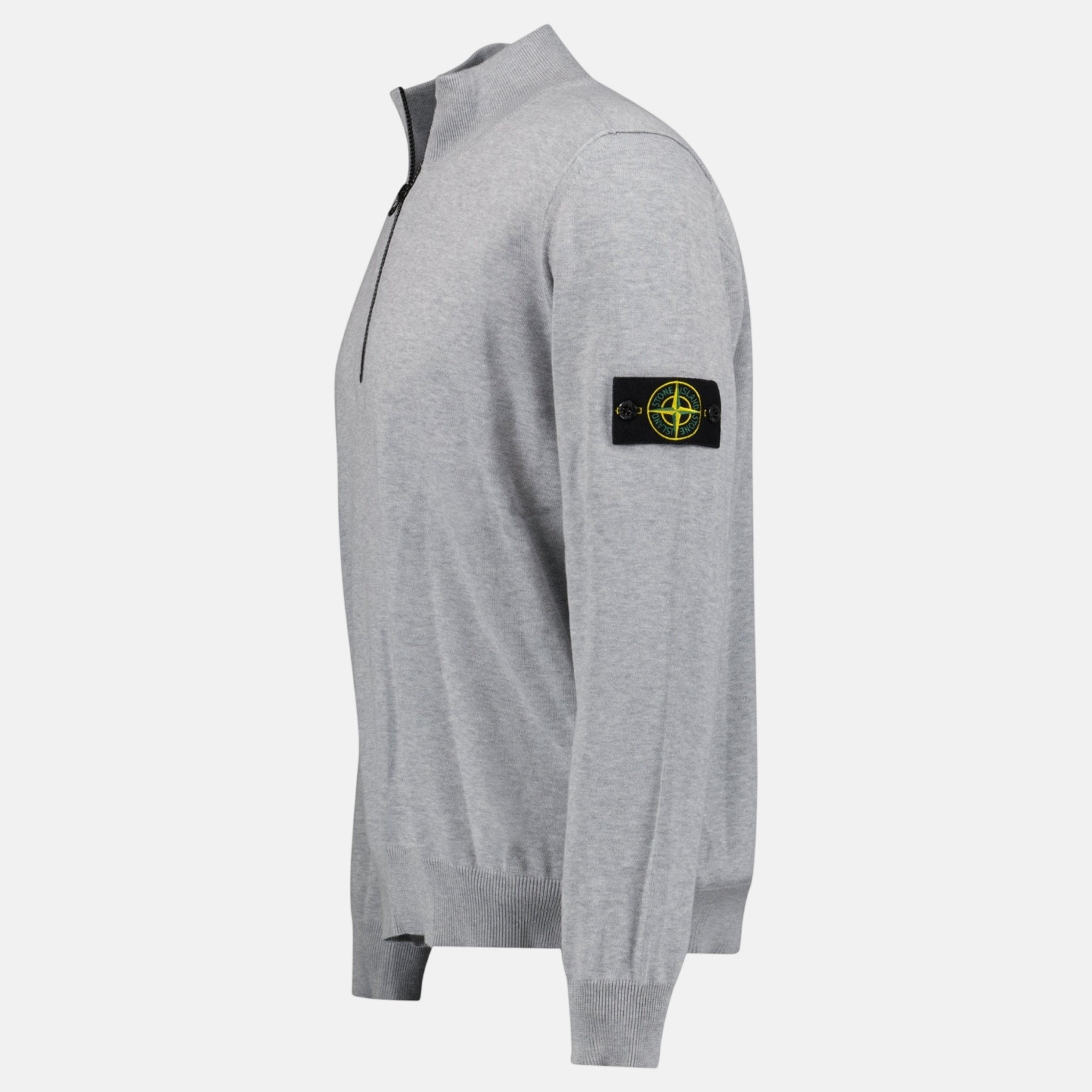Stone Island Soft Cotton Quarter Zip Sweatshirt Grey - B4 - northern threads uk