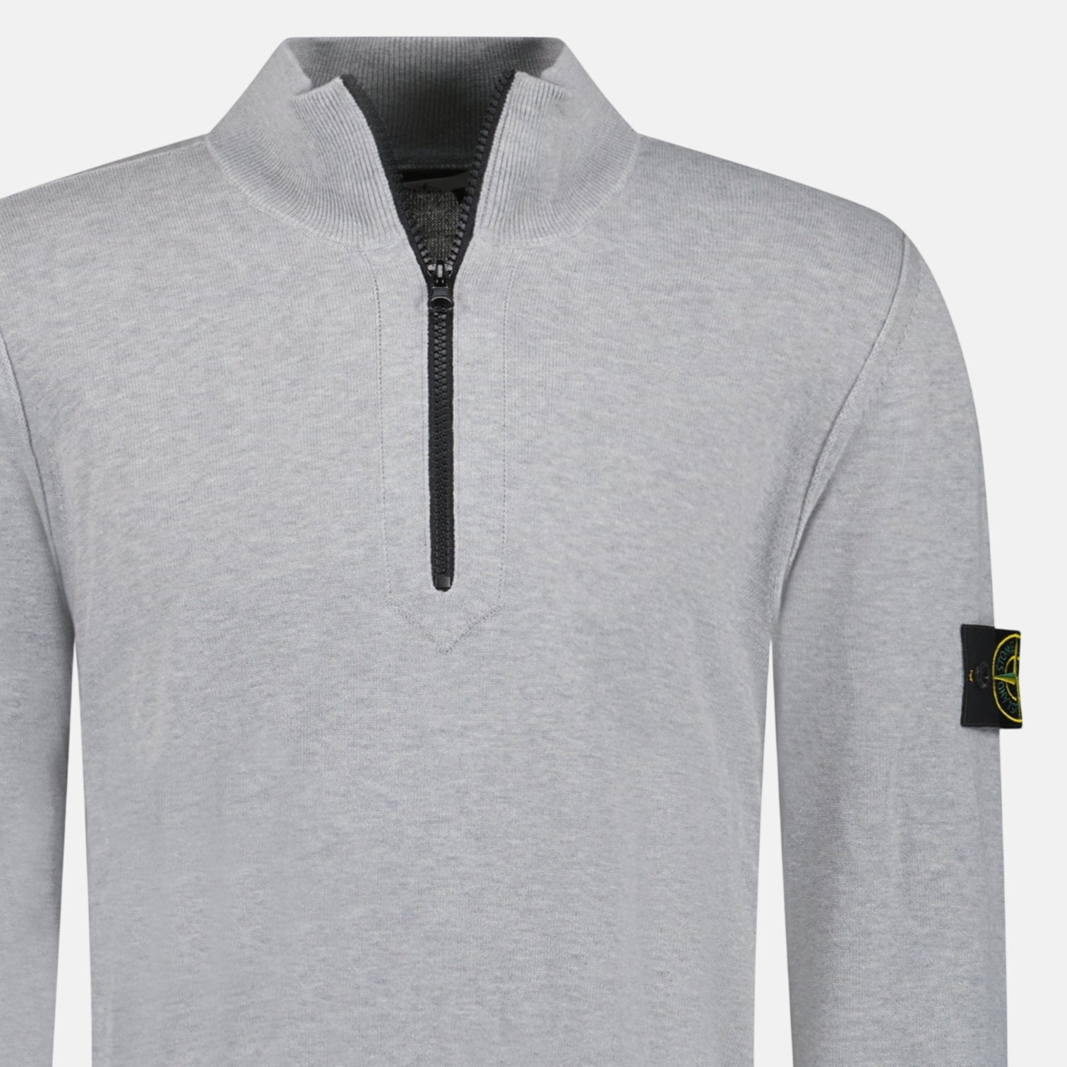 Stone Island Soft Cotton Quarter Zip Sweatshirt Grey - B4 - northern threads uk