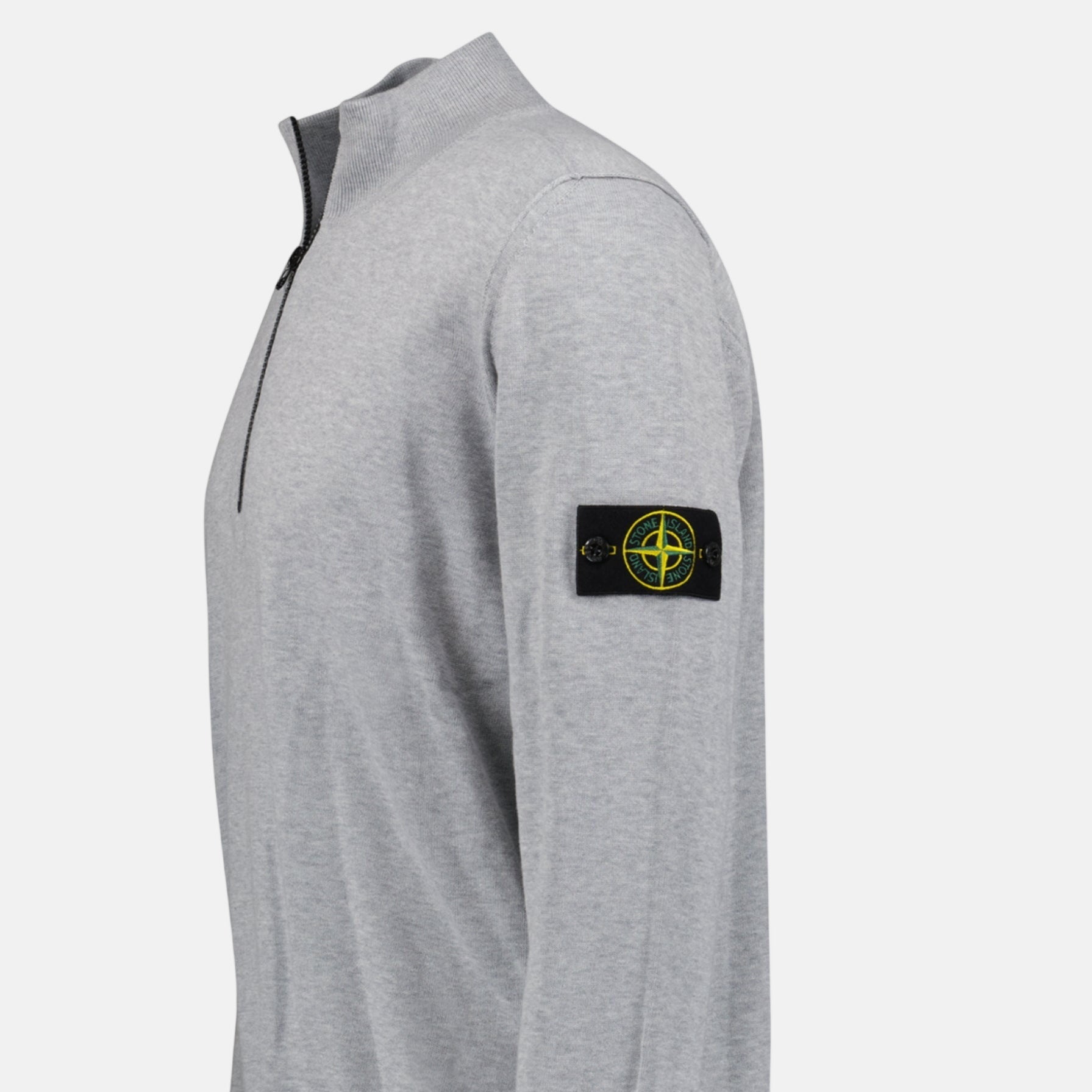 Stone Island Soft Cotton Quarter Zip Sweatshirt Grey - B4 - northern threads uk
