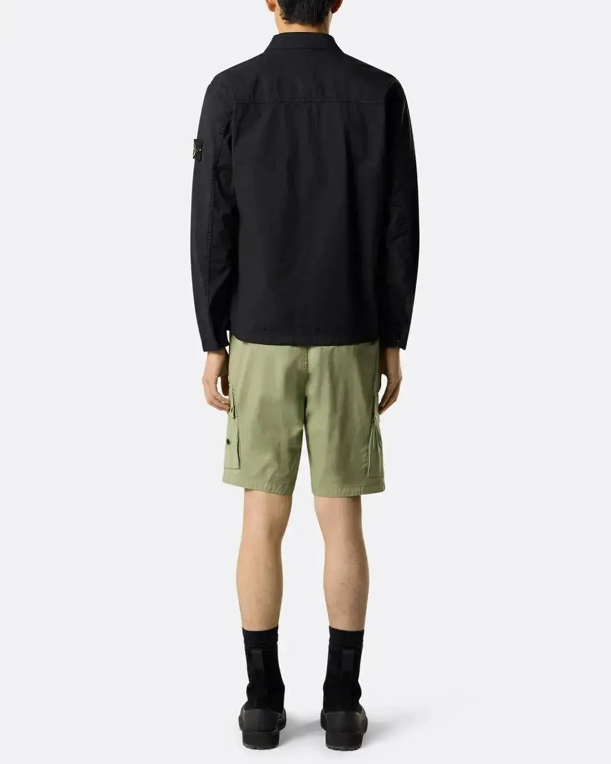 STONE ISLAND-STONE ISLAND 1200003 SUPIMA COTTON TWILL STRETCH-TC OVERSHIRT BLACK-NORTHERN THREADS DESIGNER MENSWEAR