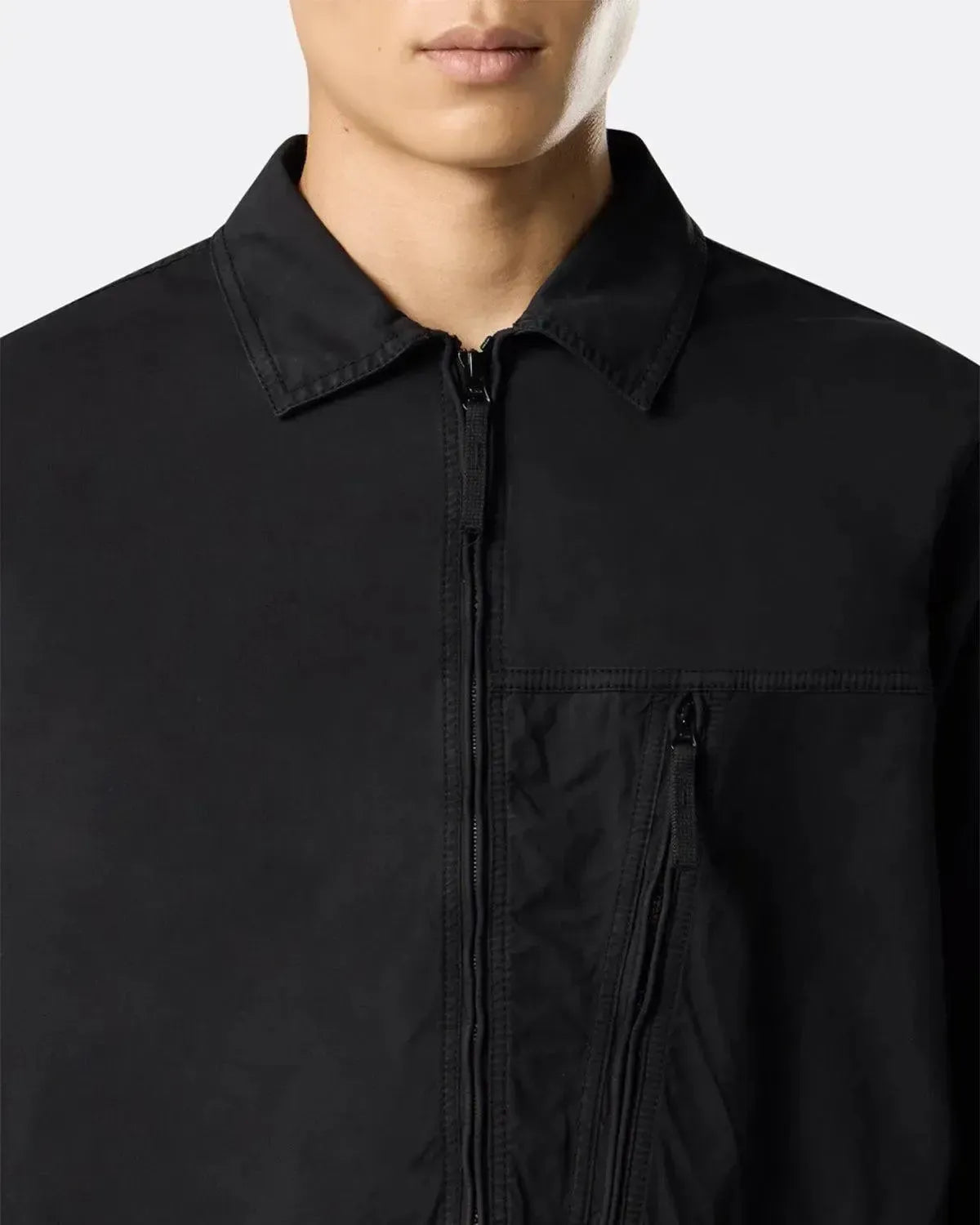 STONE ISLAND-STONE ISLAND 1200003 SUPIMA COTTON TWILL STRETCH-TC OVERSHIRT BLACK-NORTHERN THREADS DESIGNER MENSWEAR