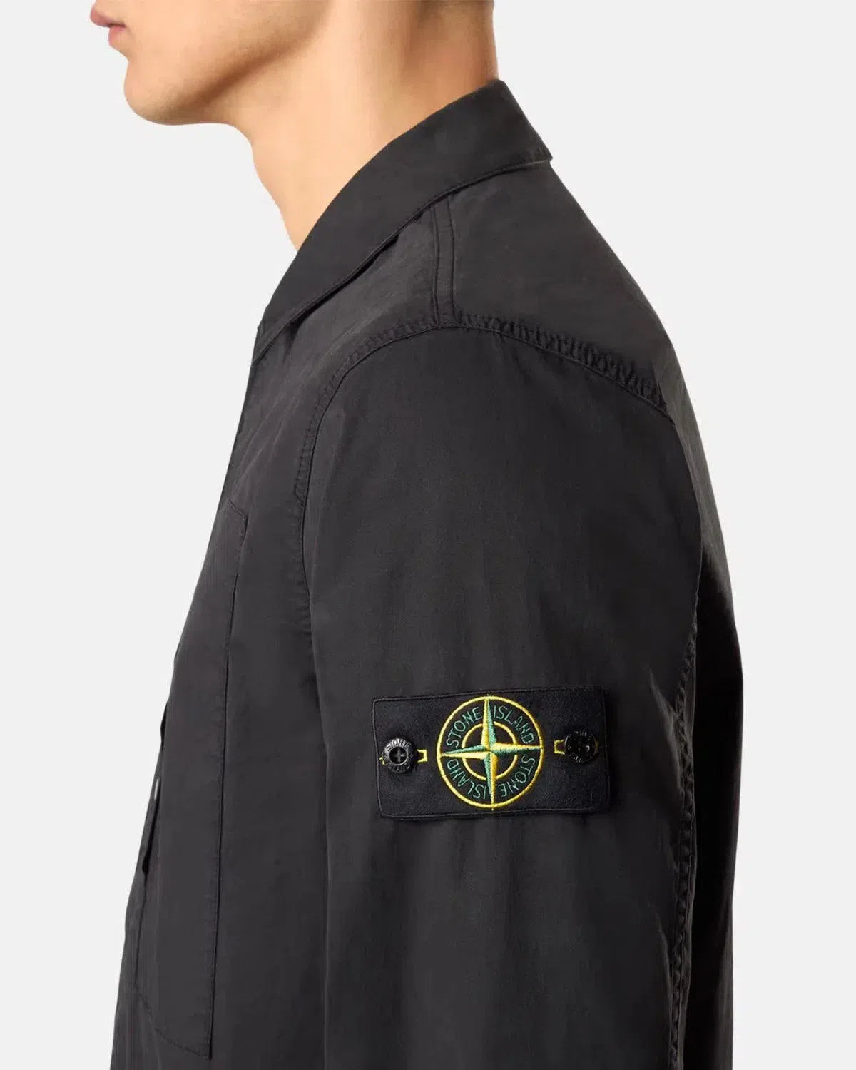 STONE ISLAND-STONE ISLAND 1200033 SUPIMA COTTON TWILL STRETCH-TC OVERSHIRT BLACK-NORTHERN THREADS DESIGNER MENSWEAR
