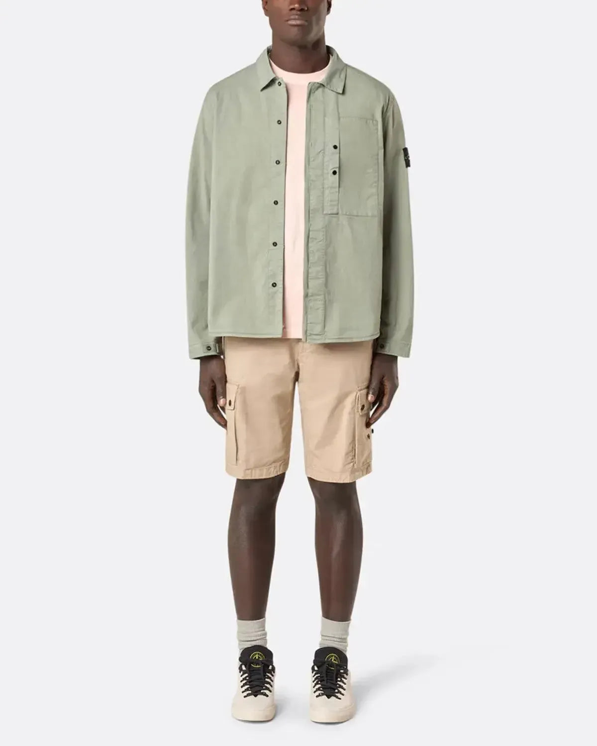 STONE ISLAND-STONE ISLAND 1200033 SUPIMA COTTON TWILL STRETCH-TC OVERSHIRT SAGE GREEN-NORTHERN THREADS DESIGNER MENSWEAR