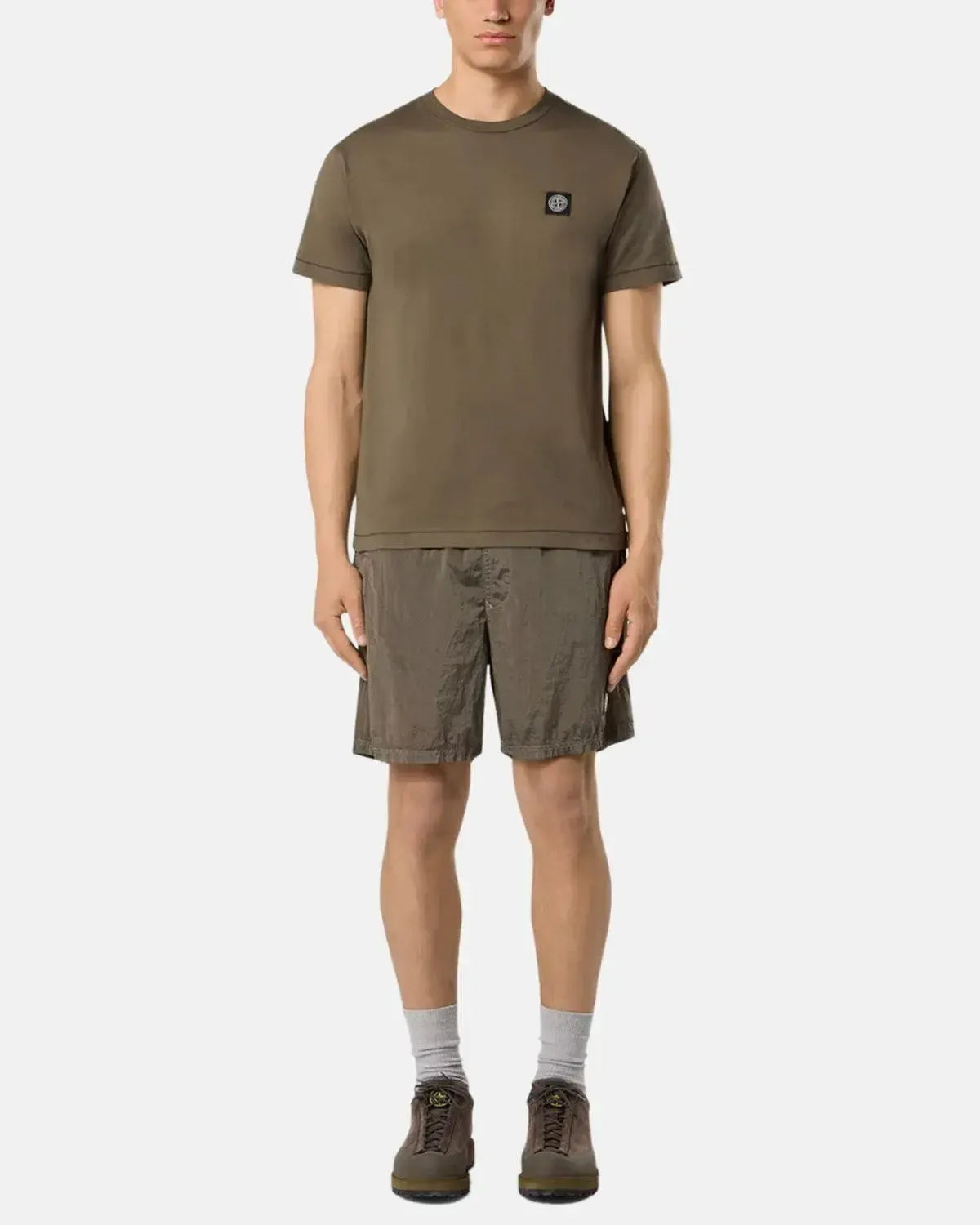 STONE ISLAND-STONE ISLAND 2100027 60/2 COTTON JERSEY SLIM FIT T-SHIRT MILITARY GREEN-NORTHERN THREADS DESIGNER MENSWEAR