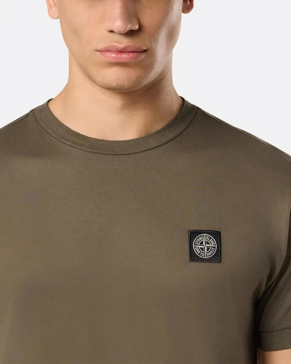 STONE ISLAND-STONE ISLAND 2100027 60/2 COTTON JERSEY SLIM FIT T-SHIRT MILITARY GREEN-NORTHERN THREADS DESIGNER MENSWEAR