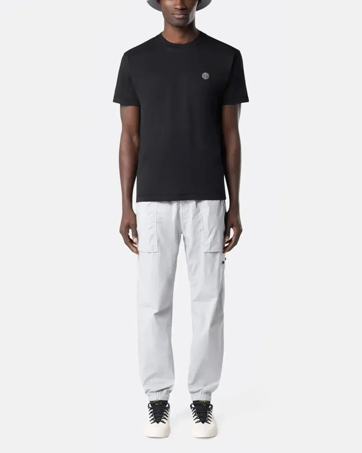 STONE ISLAND-STONE ISLAND 2100039 60/2 COTTON JERSEY T-SHIRT BLACK-NORTHERN THREADS DESIGNER MENSWEAR