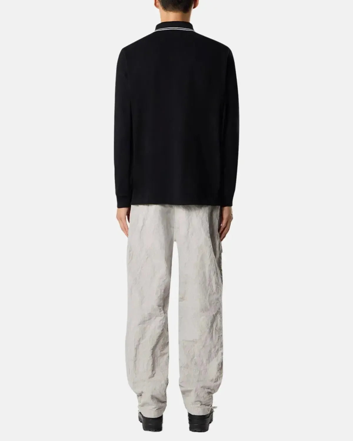 STONE ISLAND-STONE ISLAND 2200006 ORGANIC STRETCH COTTON TIPPED SLIM FIT LONG SLEEVE POLO SHIRT BLACK-NORTHERN THREADS DESIGNER MENSWEAR