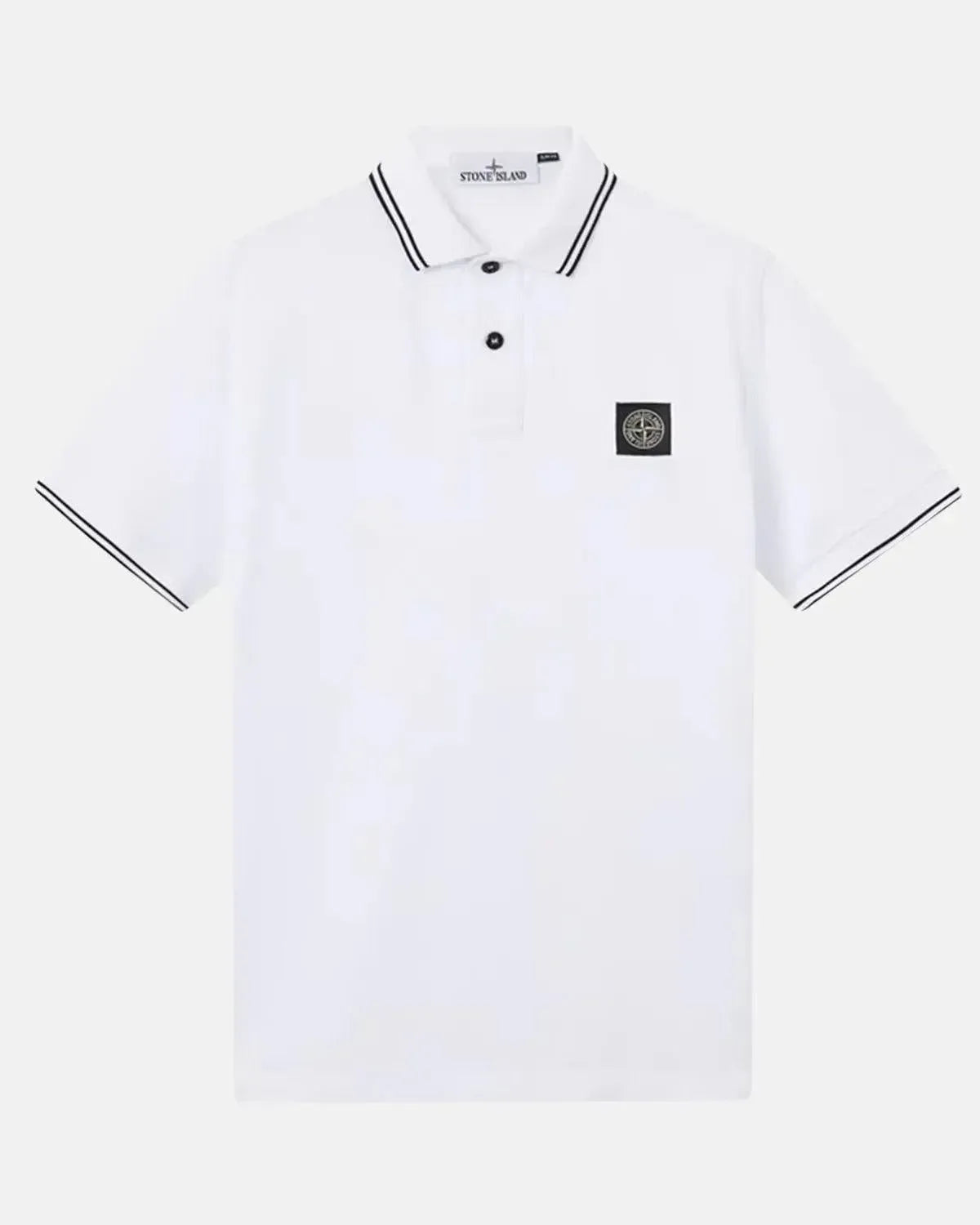 STONE ISLAND-STONE ISLAND 2200007 ORGANIC STRETCH COTTON TIPPED SLIM FIT POLO SHIRT WHITE-NORTHERN THREADS DESIGNER MENSWEAR