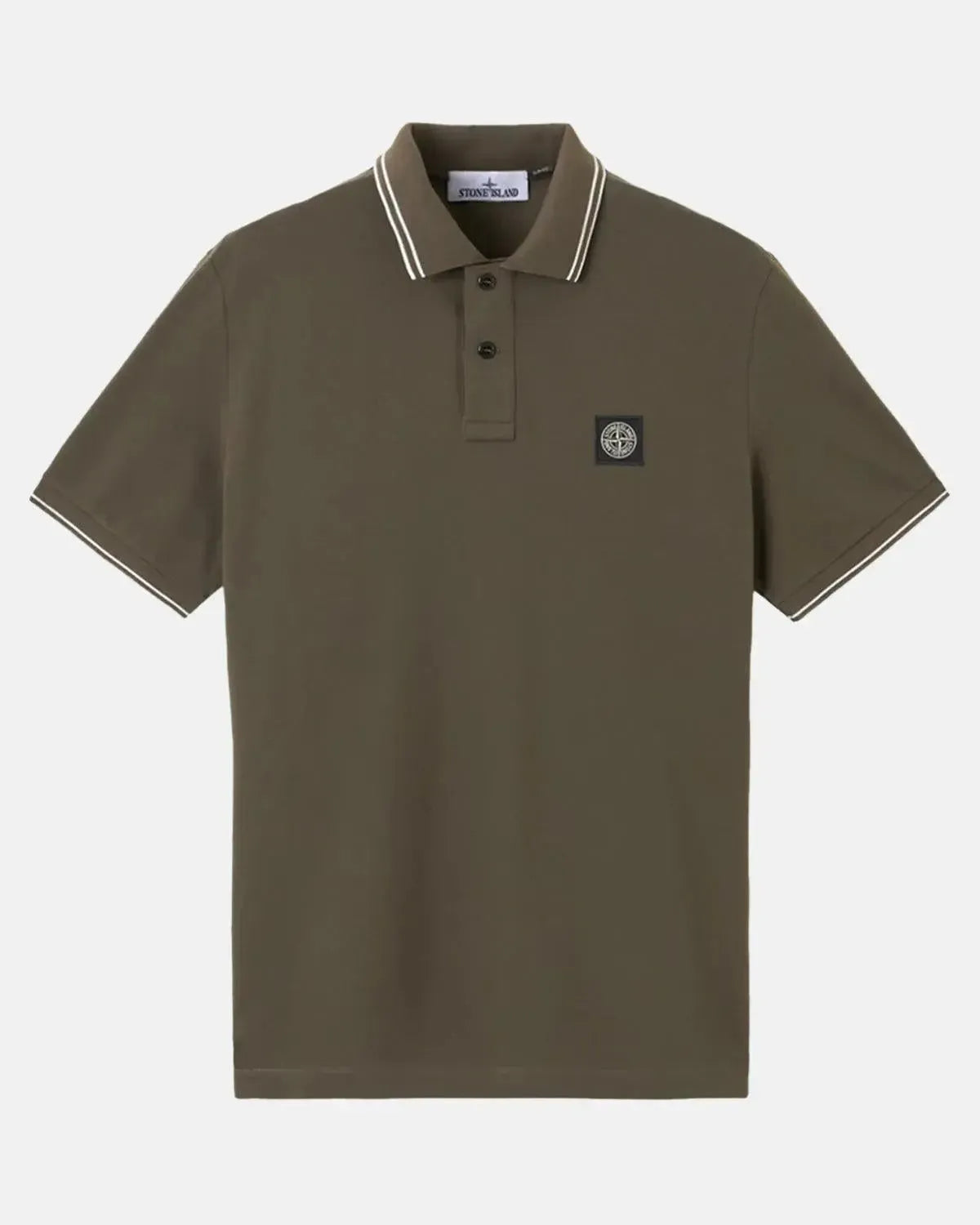 STONE ISLAND-STONE ISLAND 22002SC ORGANIC COTTON ELASTANE PIQUE POLO SHIRT MILITARY GREEN-NORTHERN THREADS DESIGNER MENSWEAR