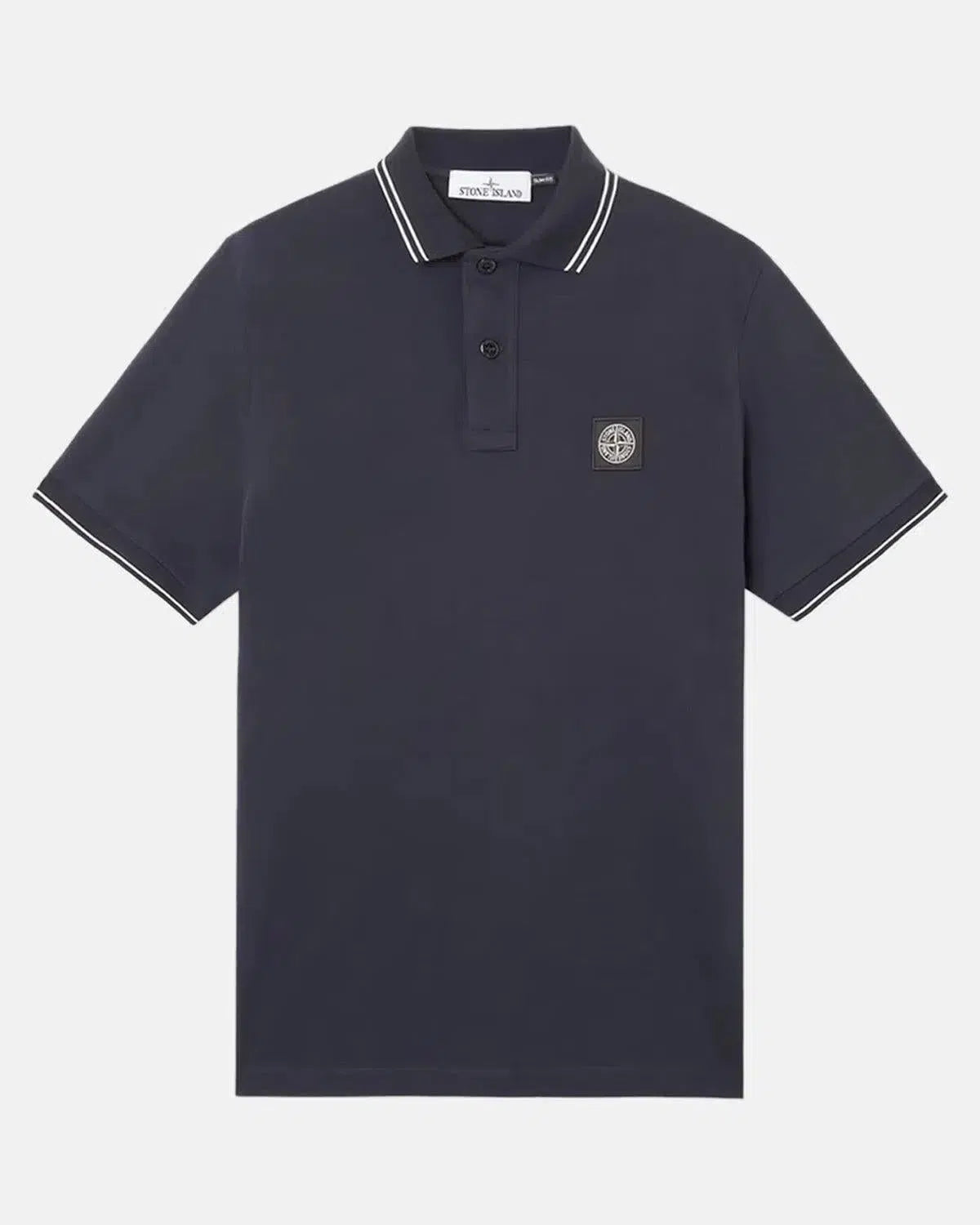 STONE ISLAND-STONE ISLAND 22002SC ORGANIC COTTON ELASTANE PIQUE TIPPED POLO SHIRT NAVY BLUE-NORTHERN THREADS DESIGNER MENSWEAR