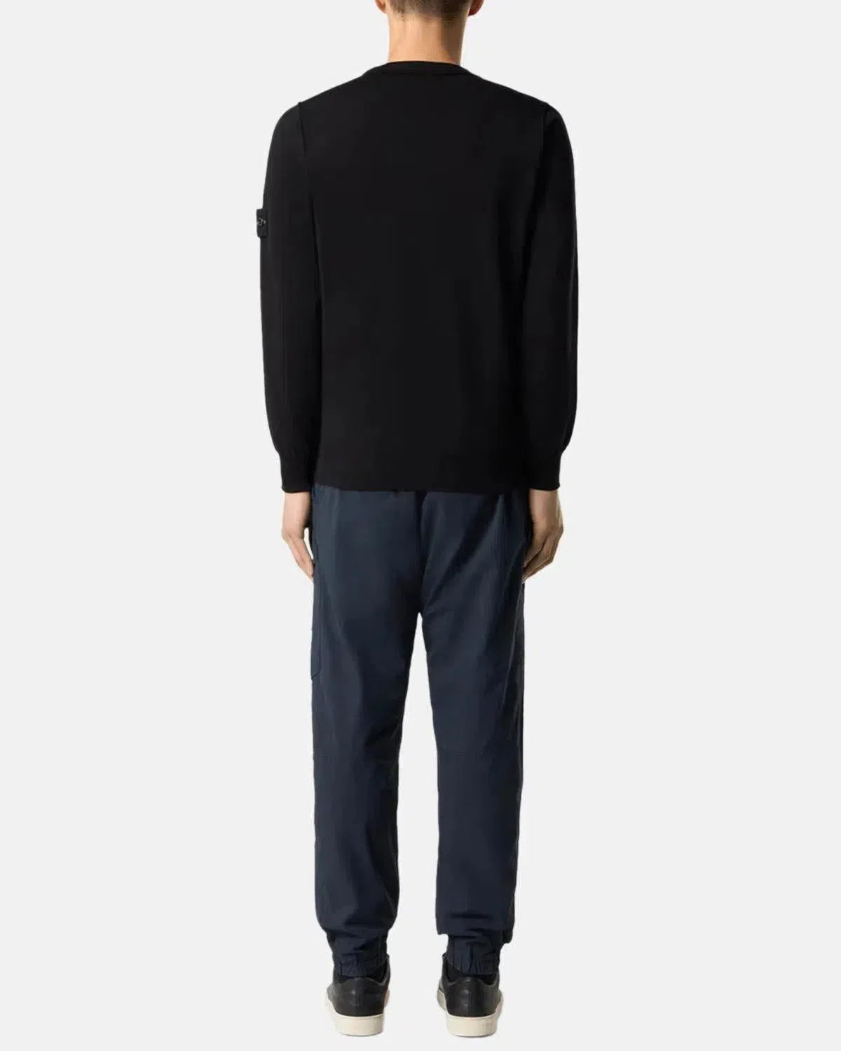 STONE ISLAND-STONE ISLAND 5100053 SOFT ORGANIC COTTON CREWNECK KNIT BLACK-NORTHERN THREADS DESIGNER MENSWEAR