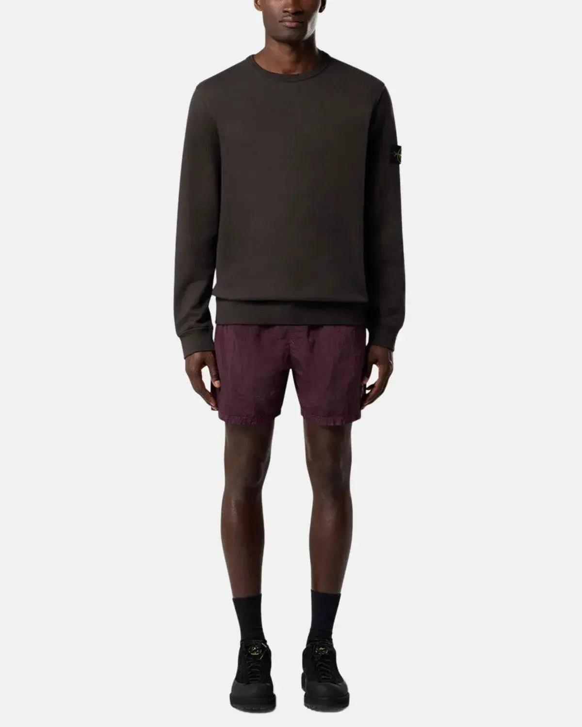 STONE ISLAND-STONE ISLAND 6100028 BRUSHED ORGANIC COTTON FLEECE SWEATSHIRT LEAD GREY-NORTHERN THREADS DESIGNER MENSWEAR