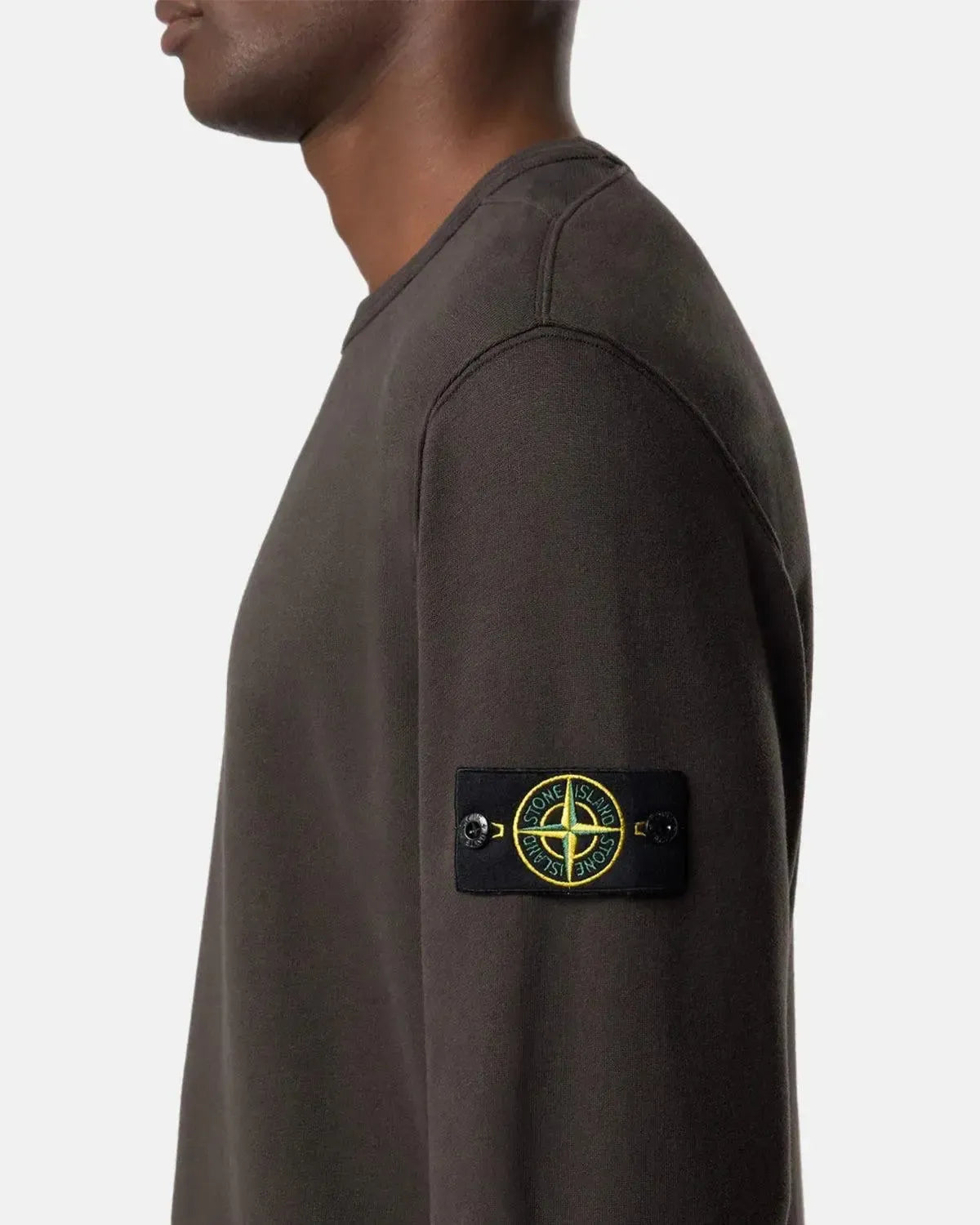 STONE ISLAND-STONE ISLAND 6100028 BRUSHED ORGANIC COTTON FLEECE SWEATSHIRT LEAD GREY-NORTHERN THREADS DESIGNER MENSWEAR