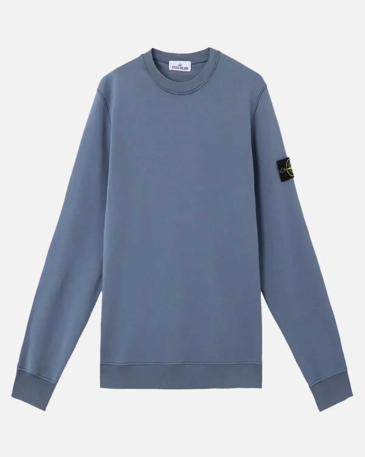 STONE ISLAND-STONE ISLAND 6100044 ORGANIC COTTON FLEECE SWEATSHIRT AVIO BLUE-NORTHERN THREADS DESIGNER MENSWEAR