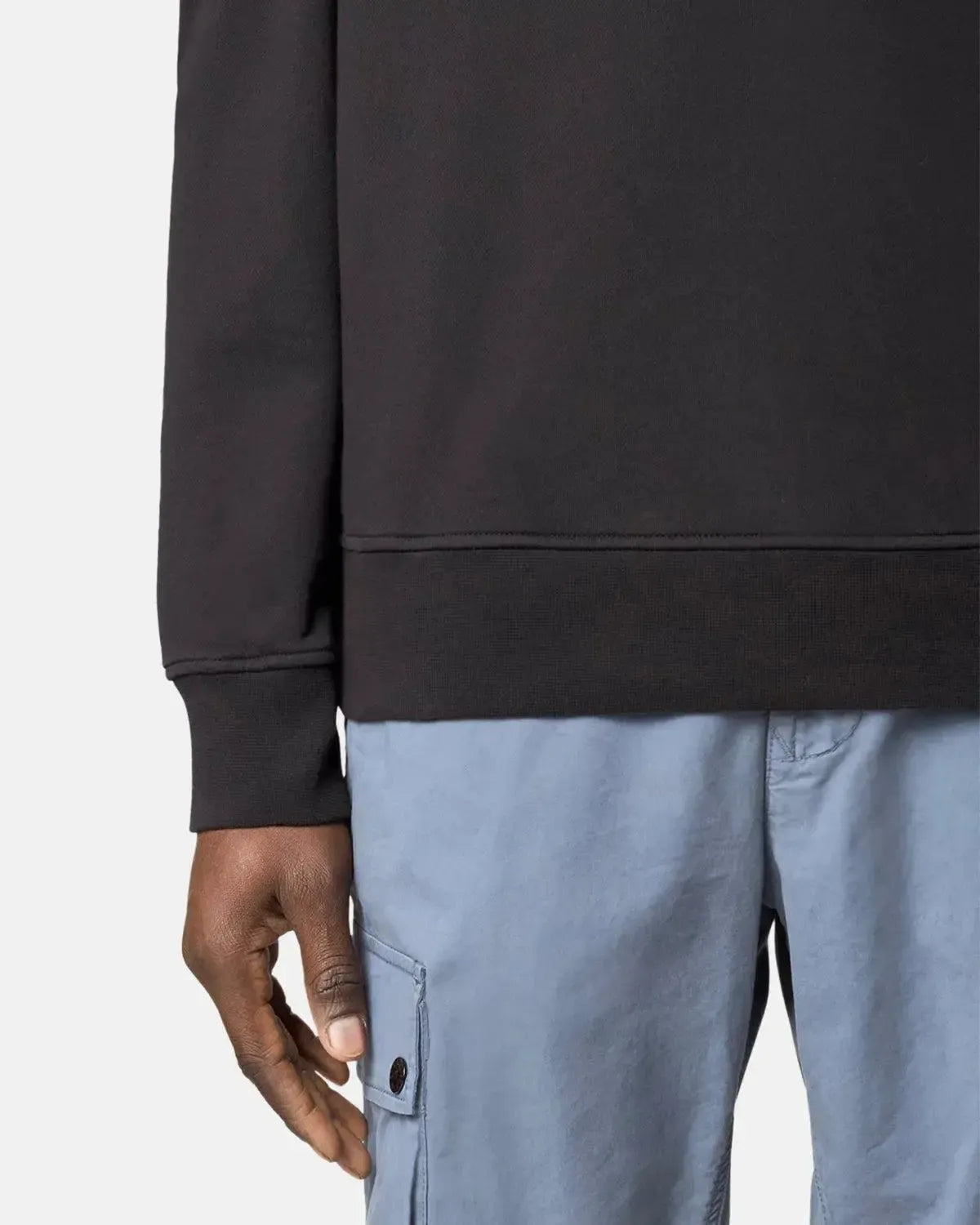 ★STONE ★6100044 Organic Cotton Fleece Sweatshirt★ STONE ISLAND 6100044 ORGANIC COTTON FLEECE SWEATSHIRT BLACK