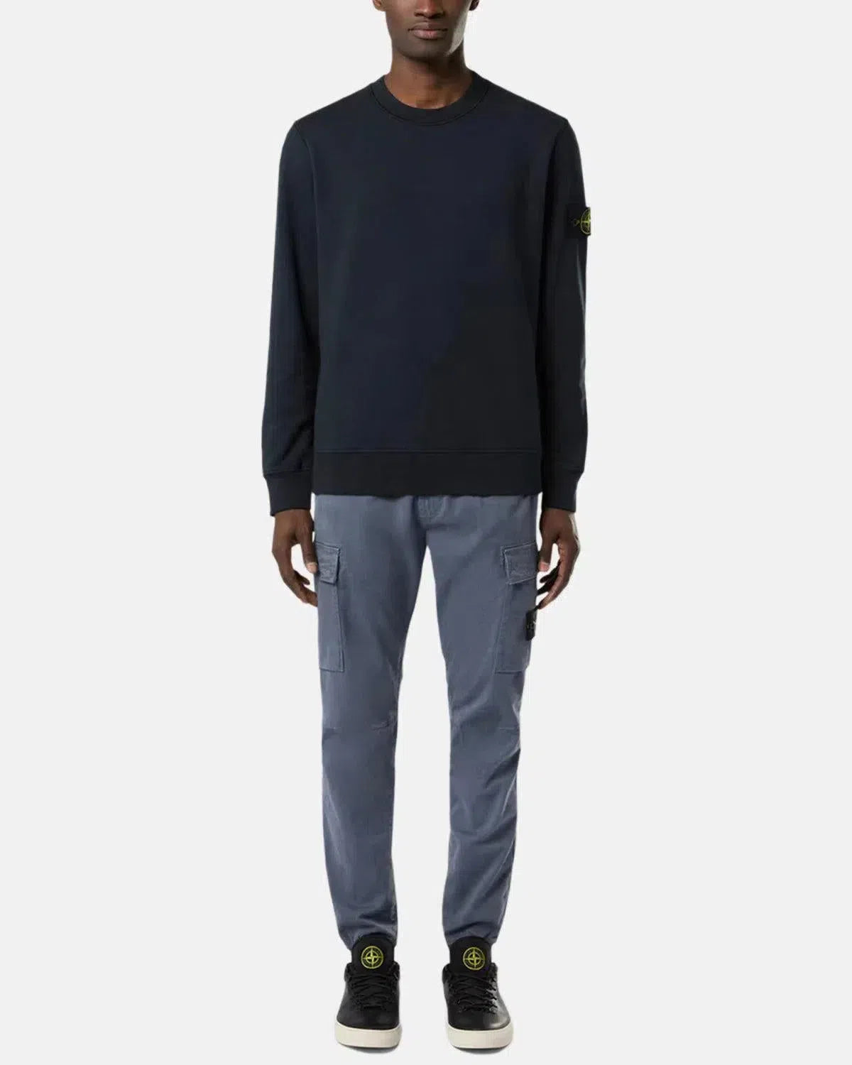 STONE ISLAND-STONE ISLAND 6100044 ORGANIC COTTON FLEECE SWEATSHIRT NAVY BLUE-NORTHERN THREADS DESIGNER MENSWEAR