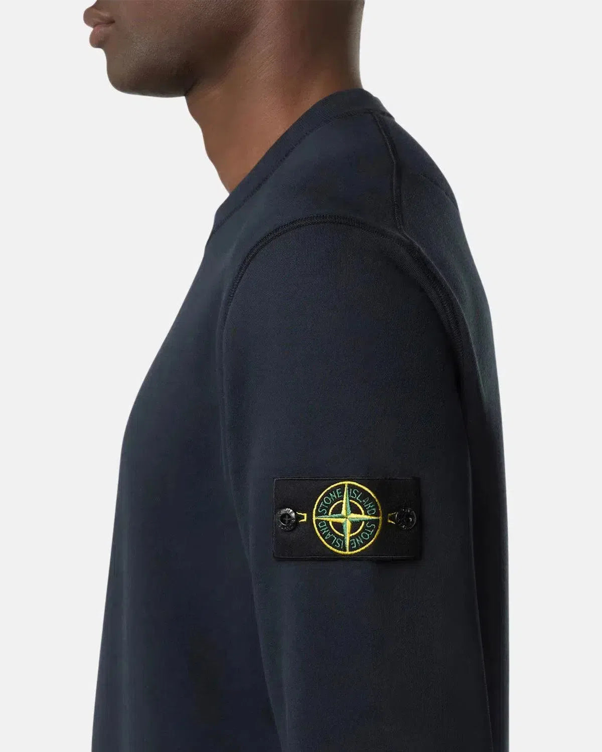 STONE ISLAND-STONE ISLAND 6100044 ORGANIC COTTON FLEECE SWEATSHIRT NAVY BLUE-NORTHERN THREADS DESIGNER MENSWEAR