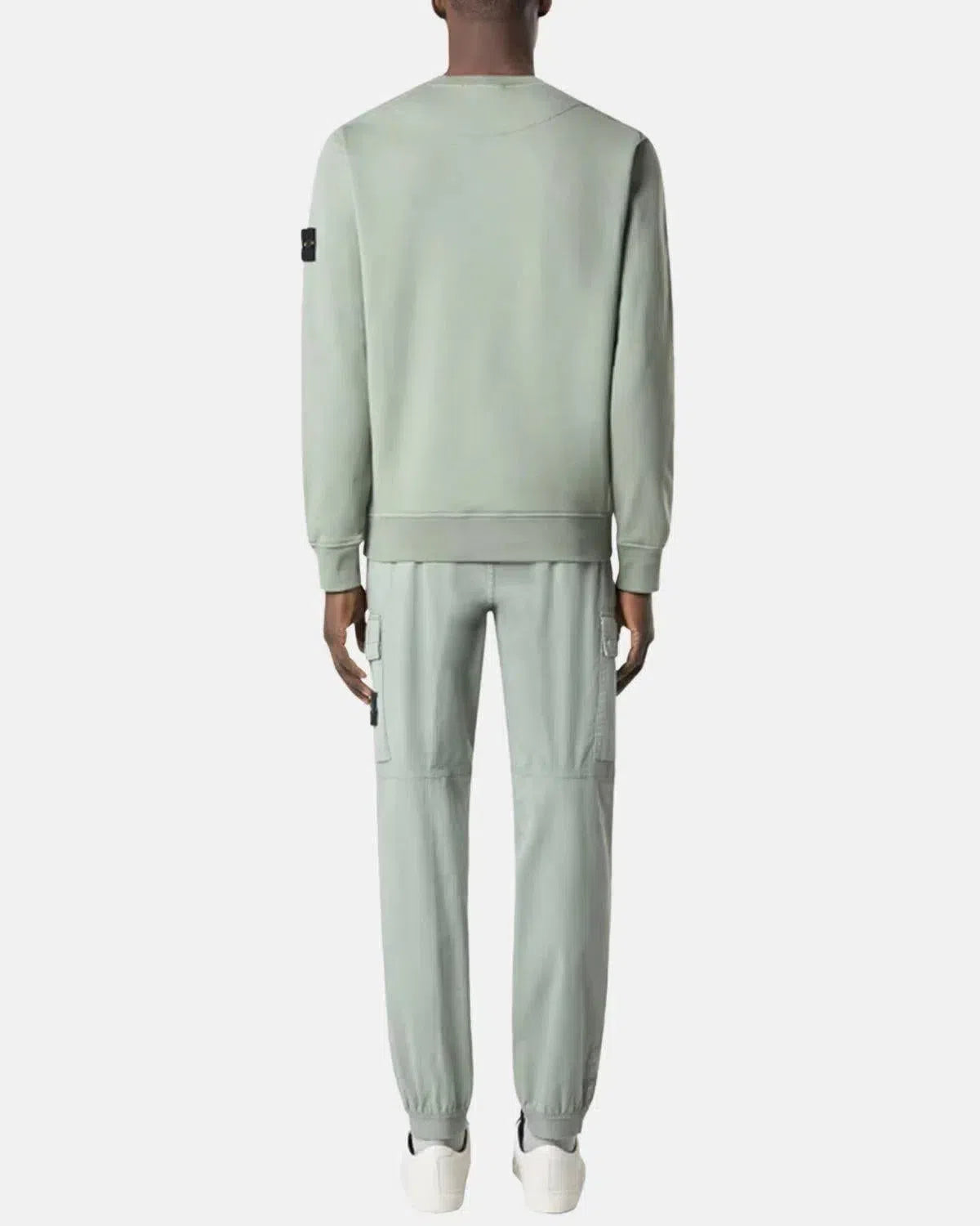 STONE ISLAND-STONE ISLAND 6100044 ORGANIC COTTON FLEECE SWEATSHIRT SAGE GREEN-NORTHERN THREADS DESIGNER MENSWEAR