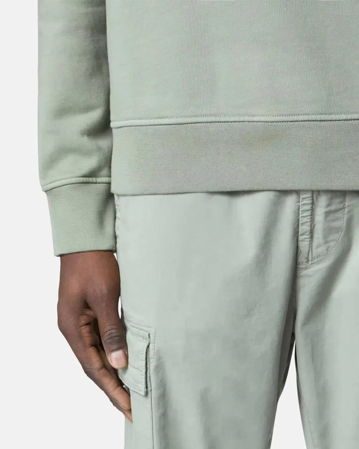 STONE ISLAND-STONE ISLAND 6100044 ORGANIC COTTON FLEECE SWEATSHIRT SAGE GREEN-NORTHERN THREADS DESIGNER MENSWEAR