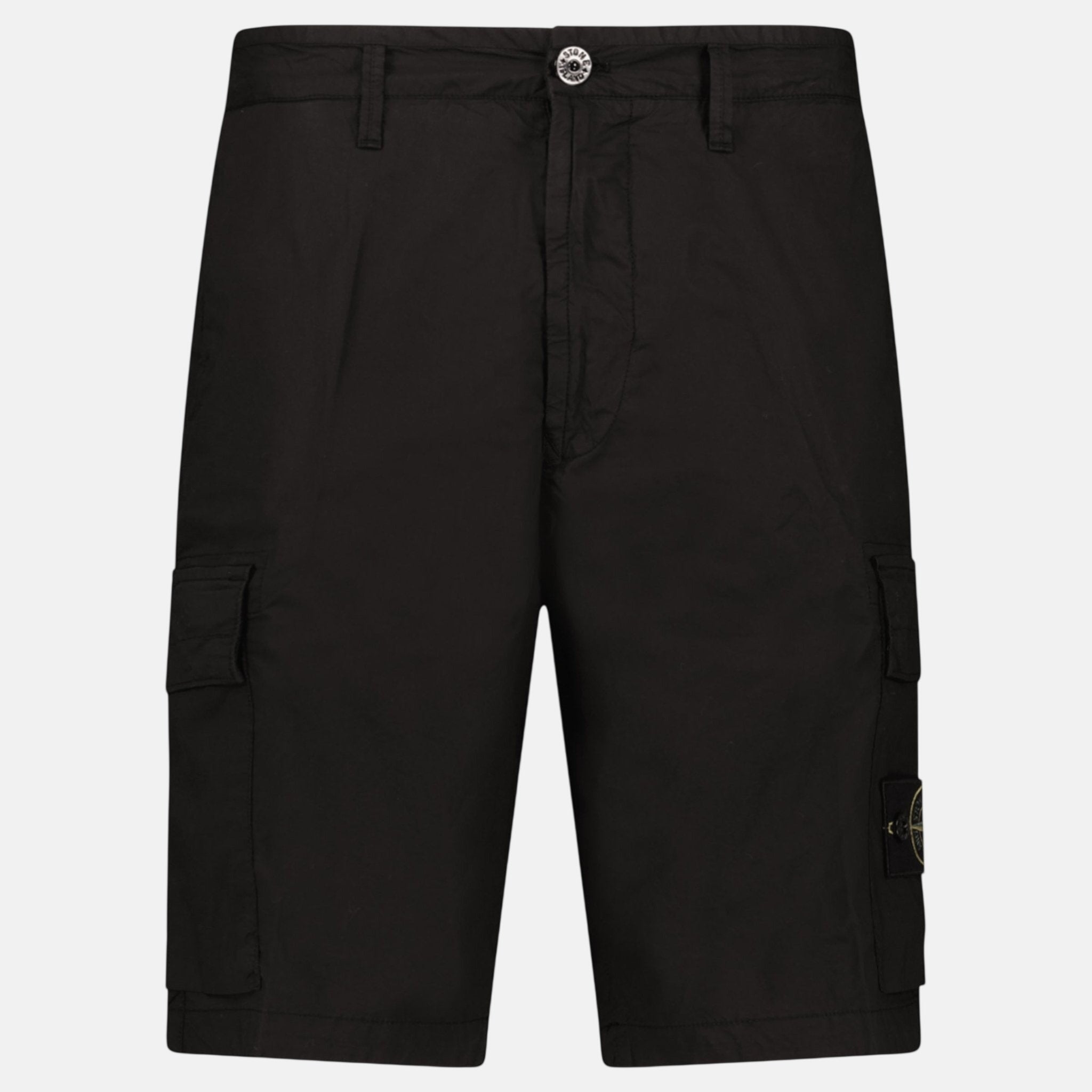 Stone Island Stretch Cotton Tela ‘Paracadute’ Cargo Bermuda Shorts Black - G25 - northern threads uk