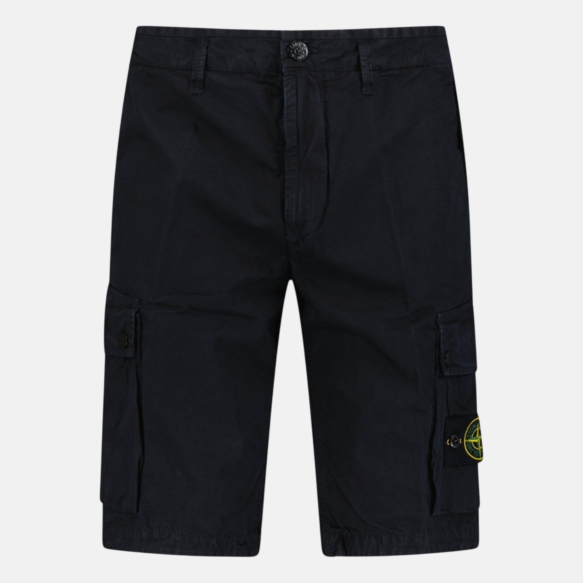 Stone Island Stretch Organic Cotton Twill Cargo Bermuda Shorts Navy Blue - A15 - northern threads uk