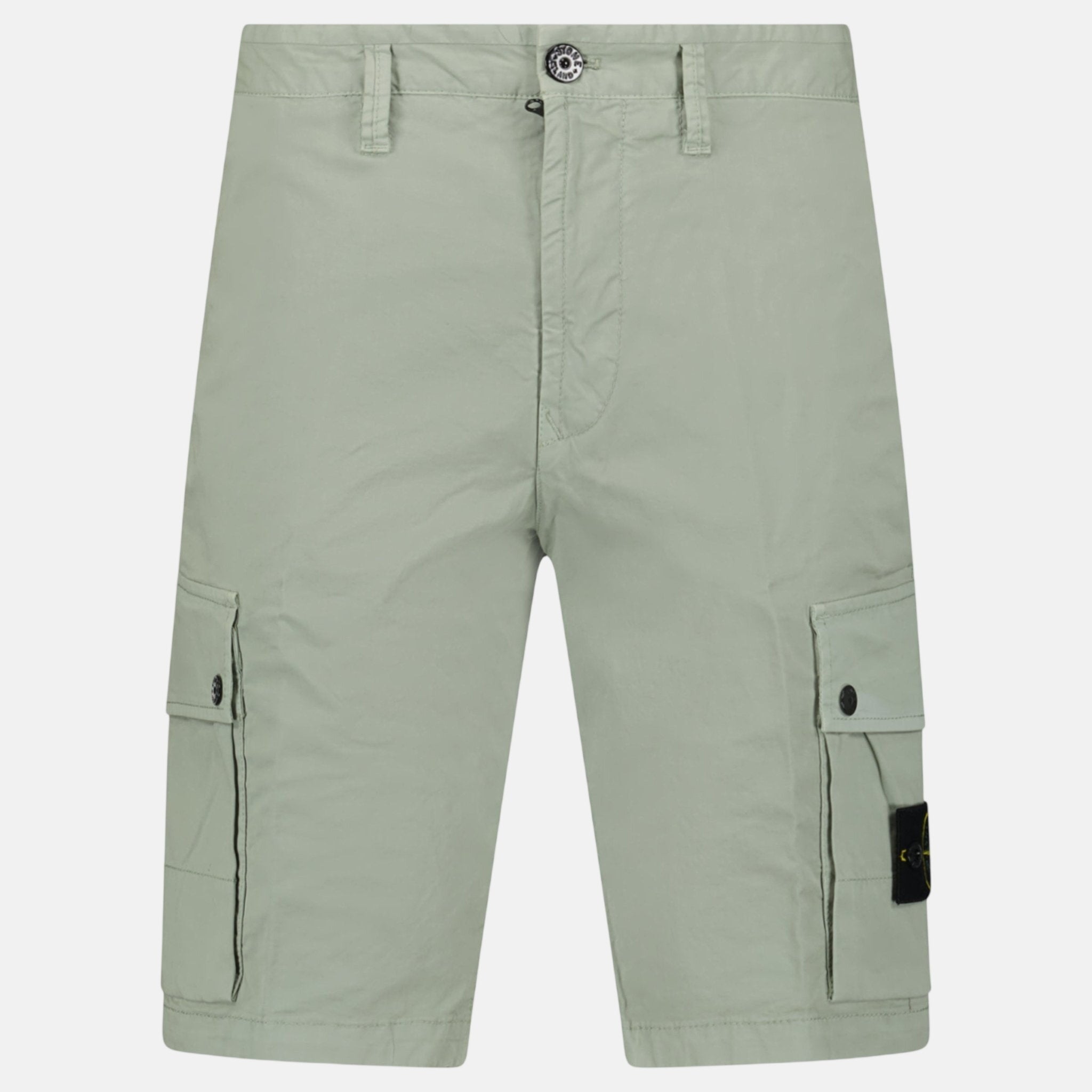 Stone Island Stretch Organic Cotton Twill Cargo Bermuda Shorts Sage Green - F30 - northern threads uk