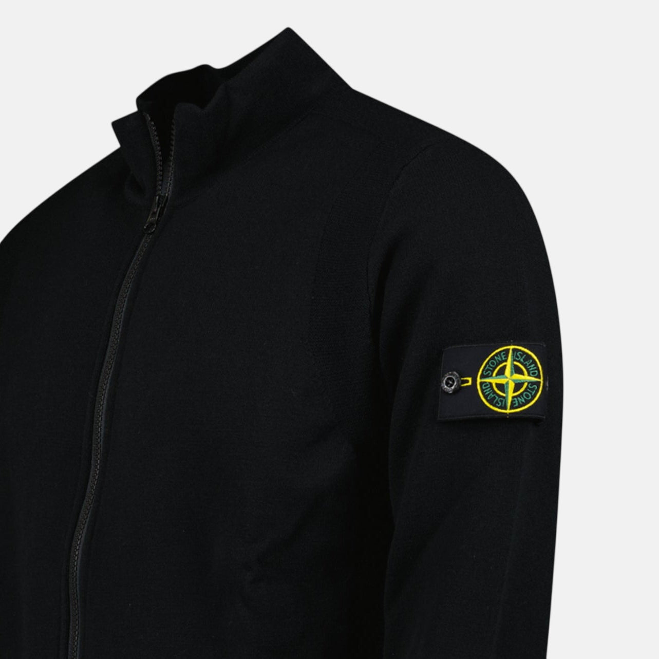 Stone Island Stretch RWS Wool Zip - Up Jumper Black - G33 - northern threads uk
