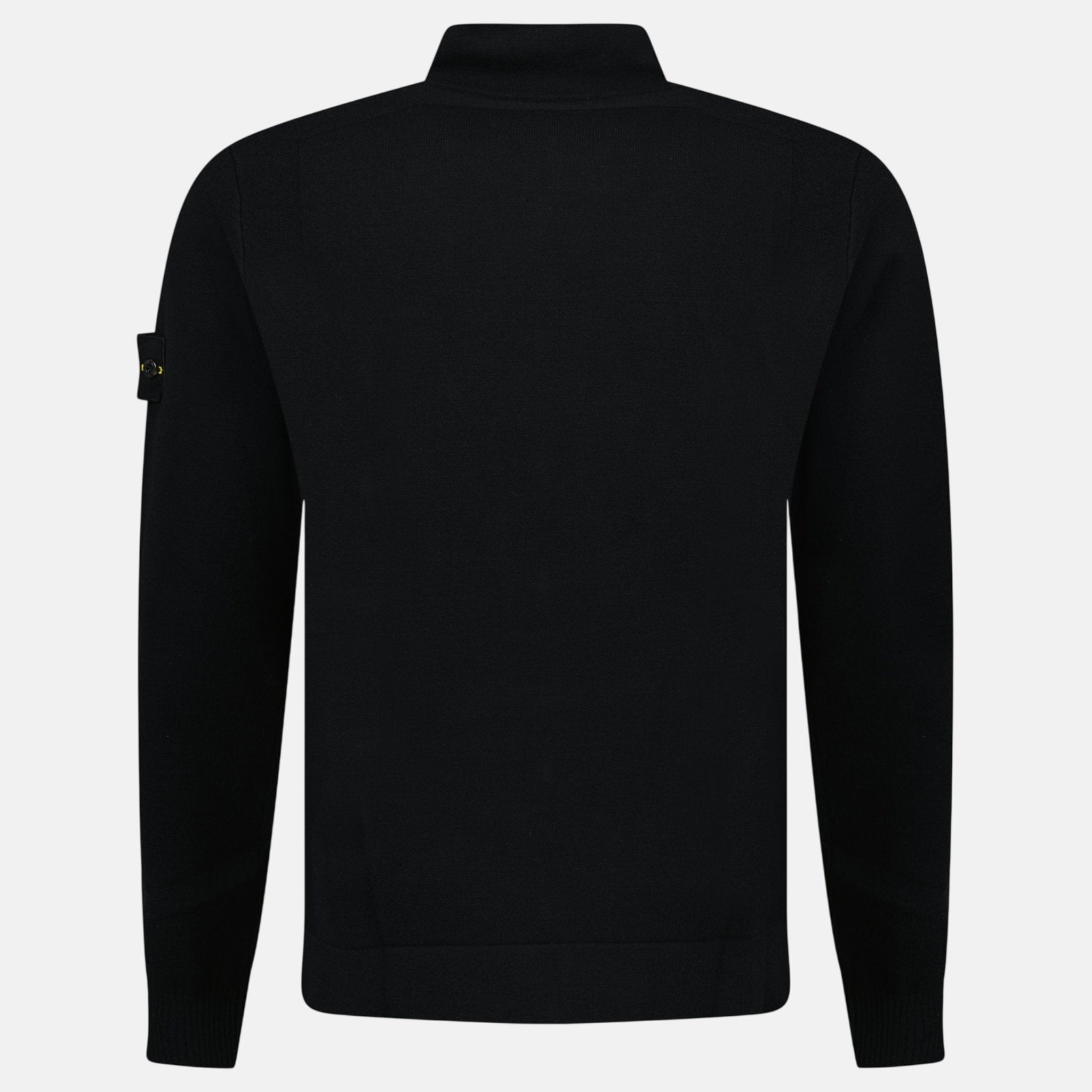 Stone Island Stretch RWS Wool Zip - Up Jumper Black - G33 - northern threads uk