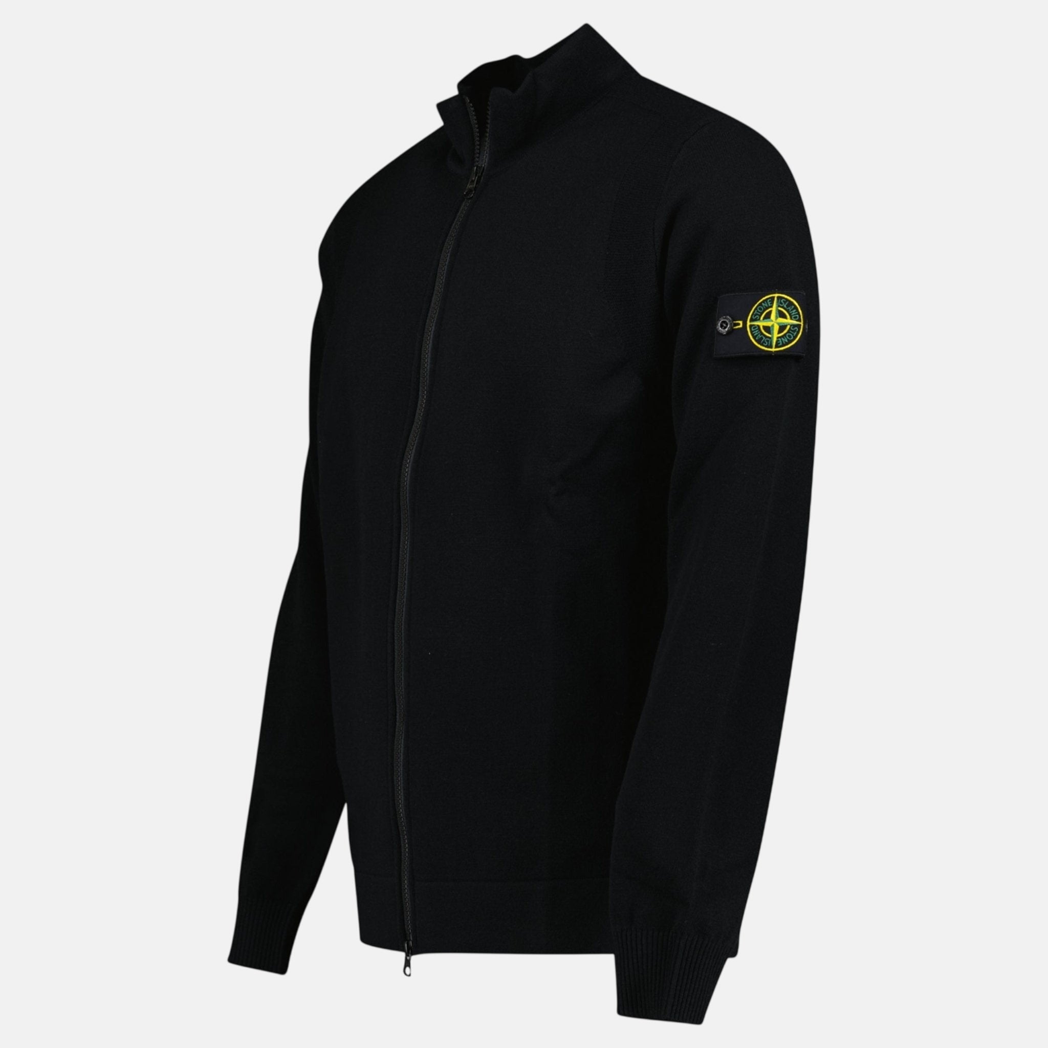 Stone Island Stretch RWS Wool Zip - Up Jumper Black - G33 - northern threads uk