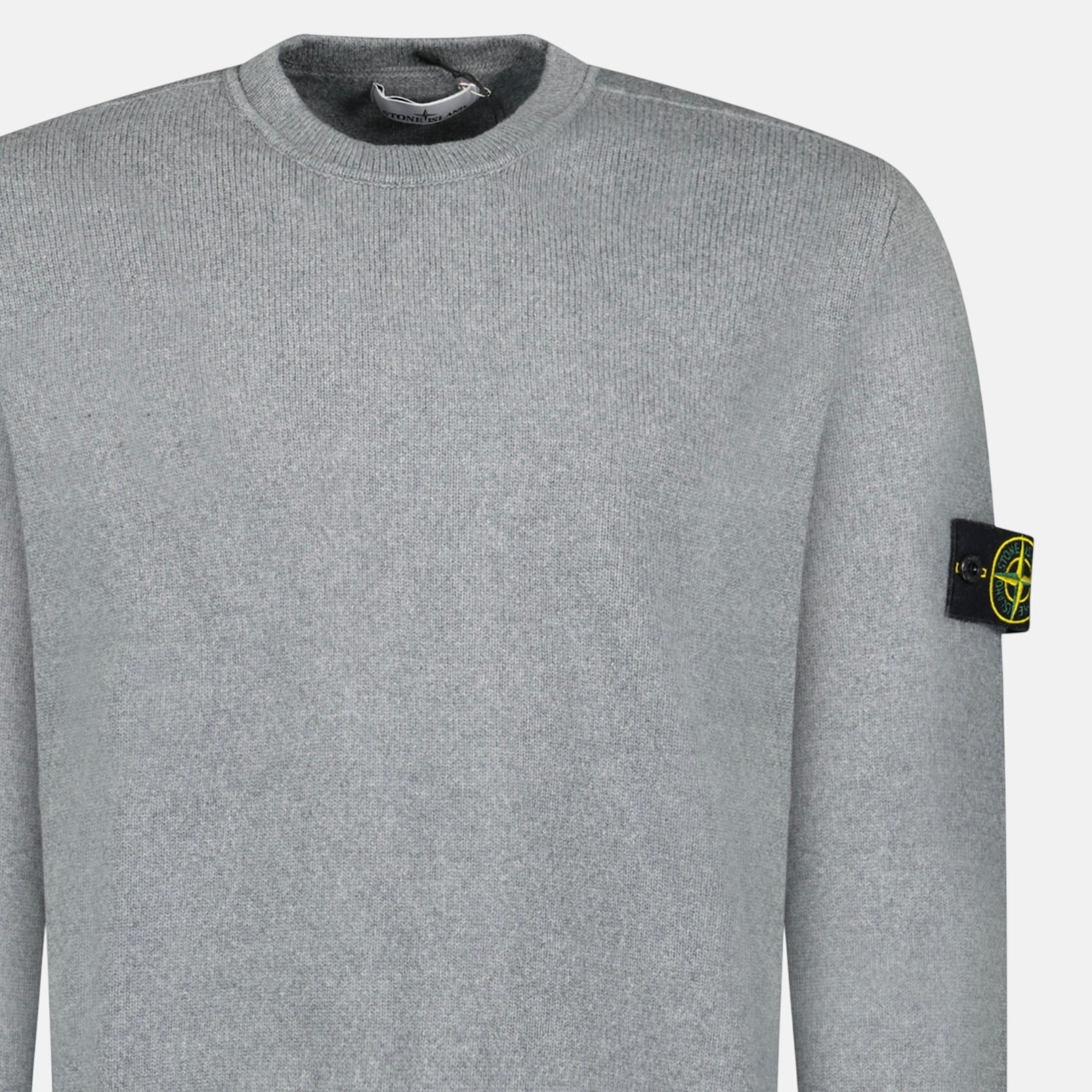 Buy Stone Island Thick Knitted Compass-Badge Sweater Grey