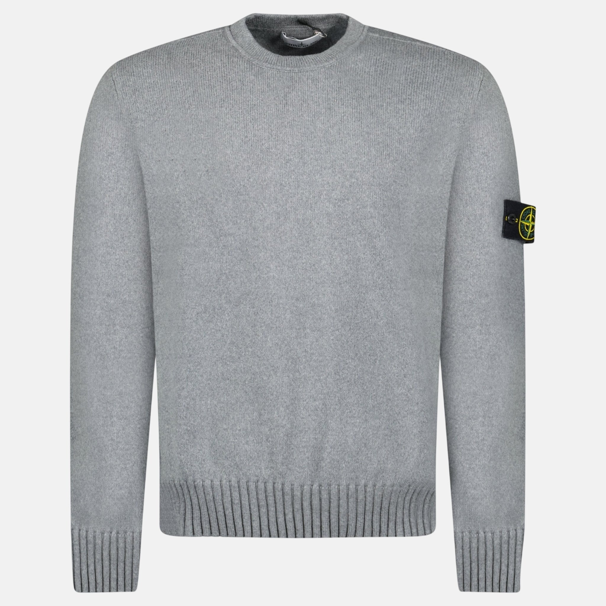 Buy Stone Island Thick Knitted Compass-Badge Sweater Grey 