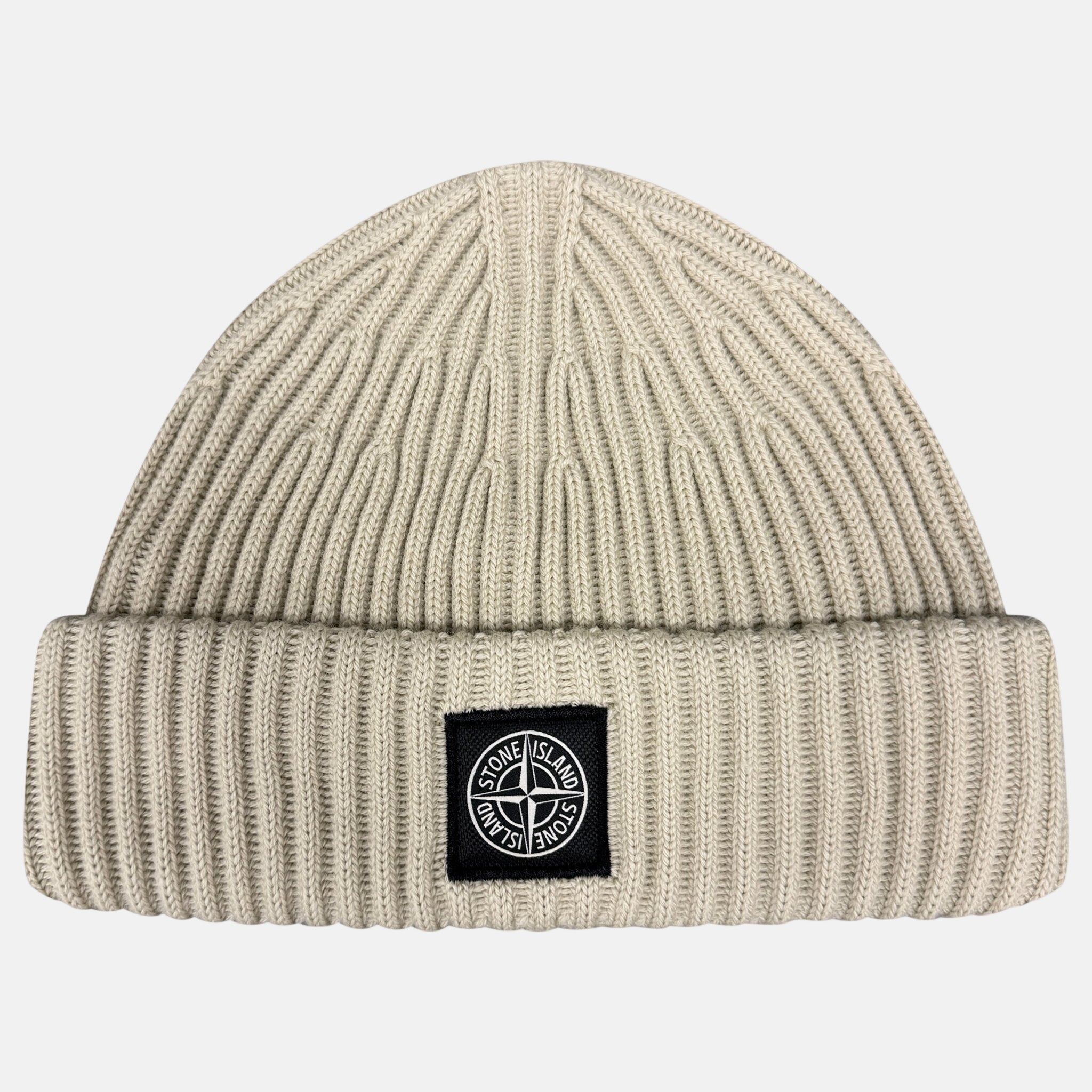 Stone Island Thick Ribbed Wool Beanie Hat Beige - Hat Box 2 - northern threads uk
