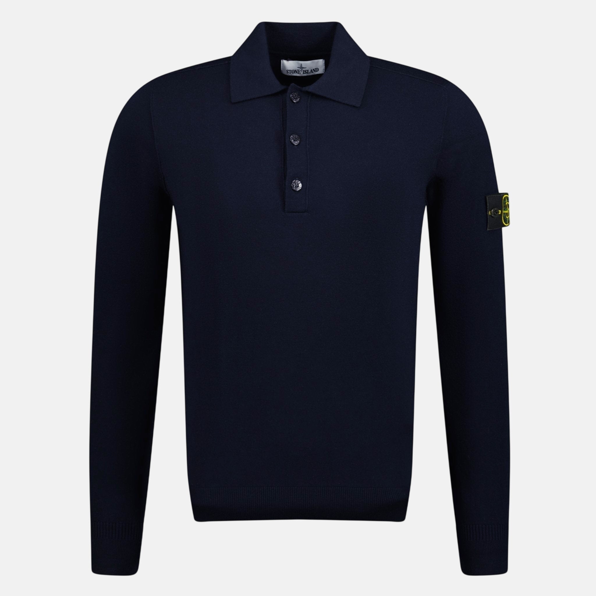 Stone Island Wool Polo Shirt Knit Navy - sku-57682345623933 - northern threads uk