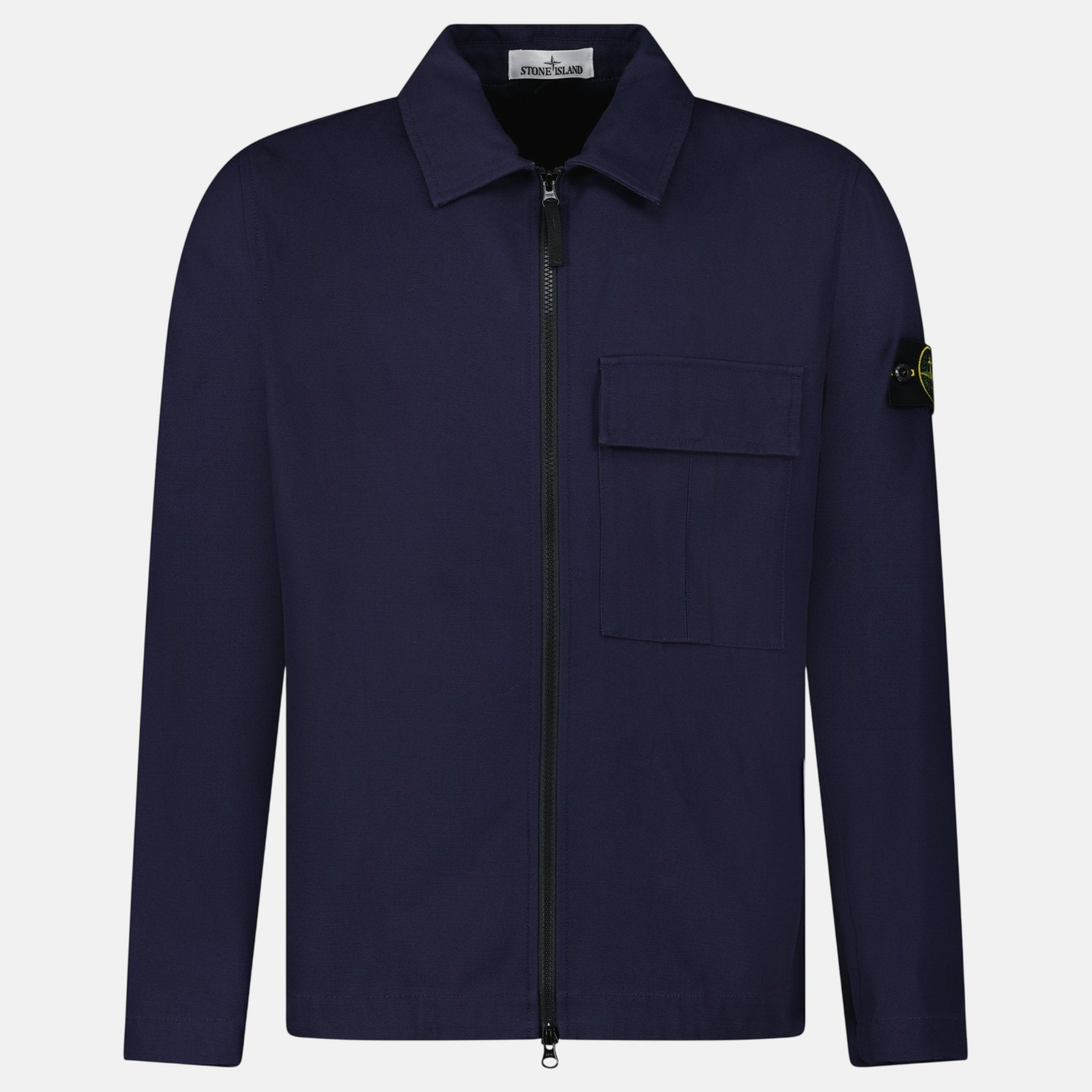 Stone Island Zip Panama Cotton Overshirt Navy - sku-57575798473085 - northern threads uk